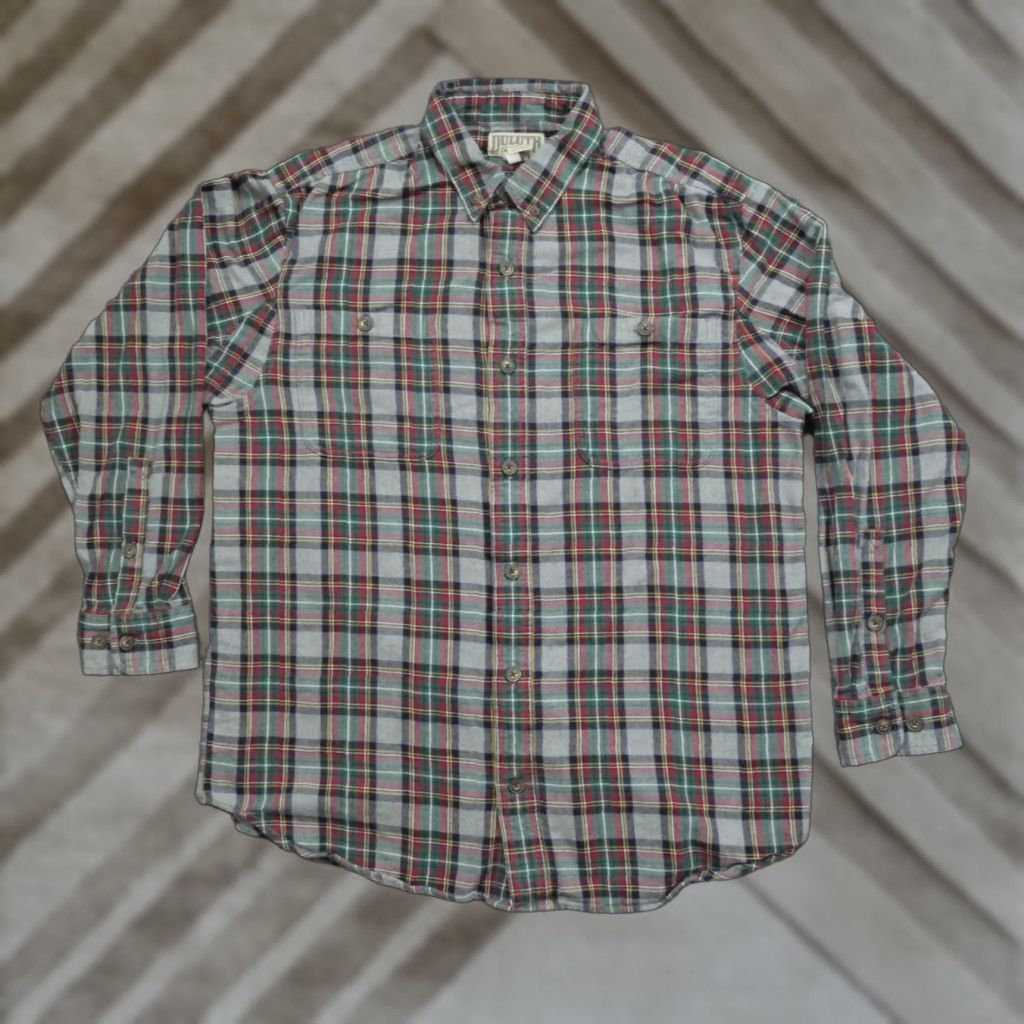 CO Duluth Trading Co Shirt Mens Large Plaid Flannel Button Up Grey Green Red Size US L / EU 52-54 / 3 - 1 Thumbnail