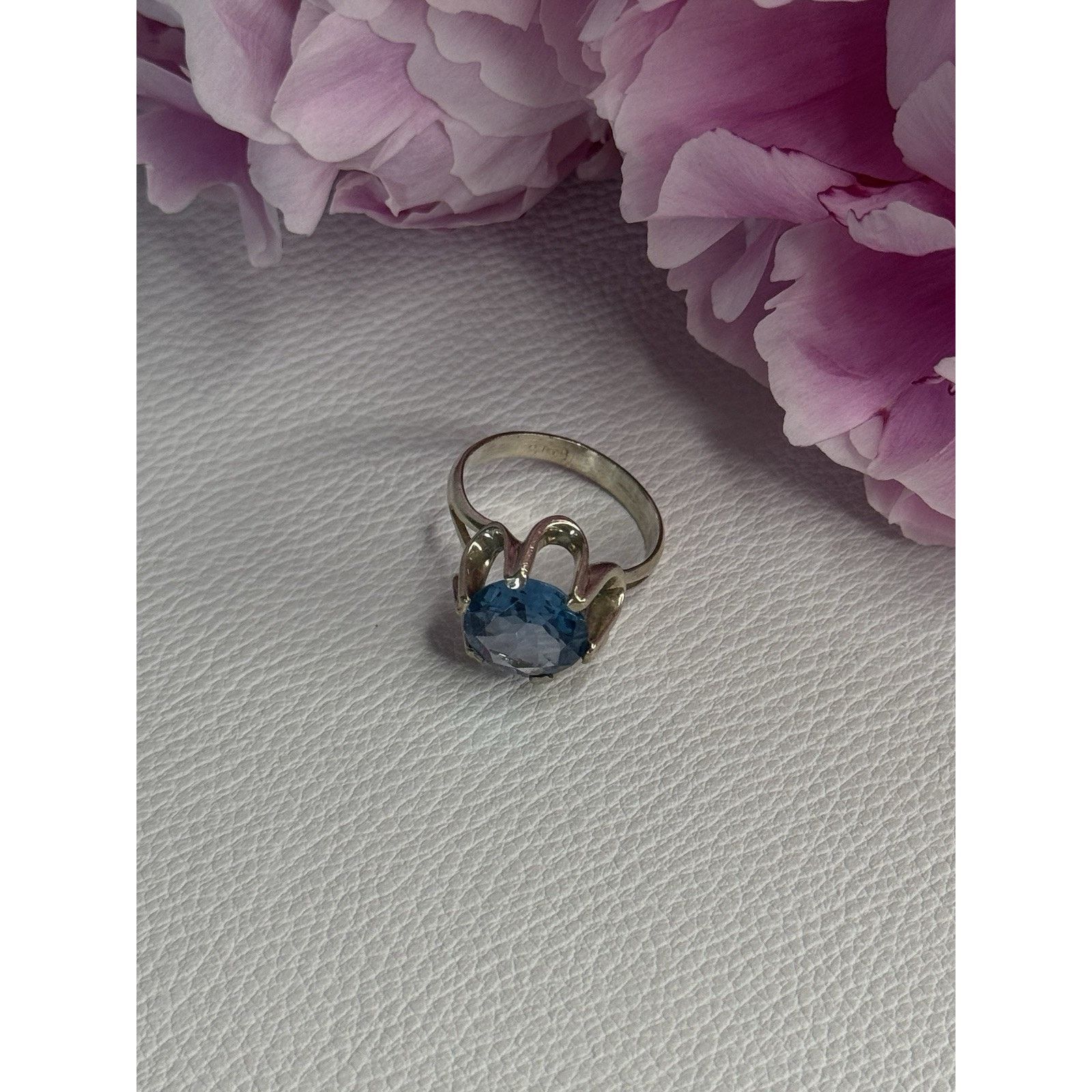 Jewelry 925 STERLING SILVER AQUAMARINE FLOWER RING SIZE 6 Size ONE SIZE - 6 Thumbnail