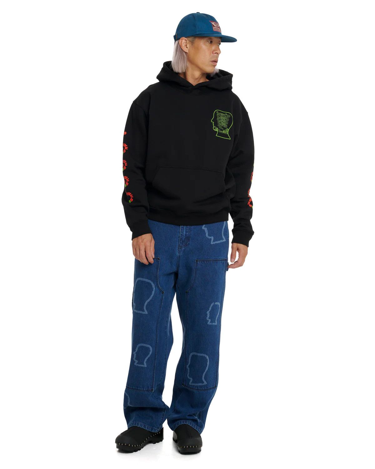 Brain Dead BRAIN DEAD LOGOHEAD DENIM DOUBLE KNEE UTILITY PANT INDIGO Size US 33 - 4 Thumbnail