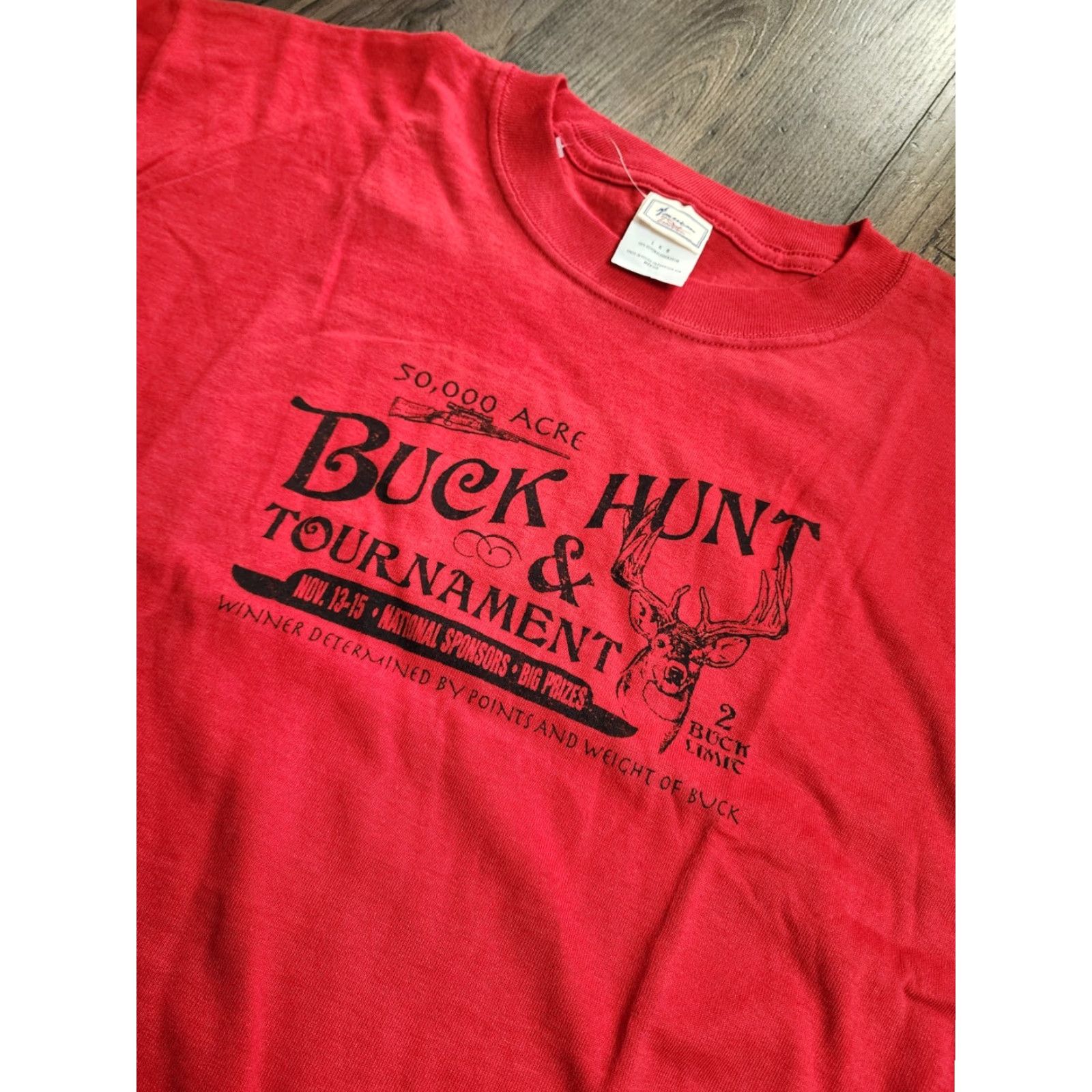 Hunter VINTAGE American Tradition Buck Commander Men's T-Shirt Short Sleeve Crew Neck Cotton Red Logo Americana 80s Size US L / EU 52-54 / 3 - 4 Thumbnail