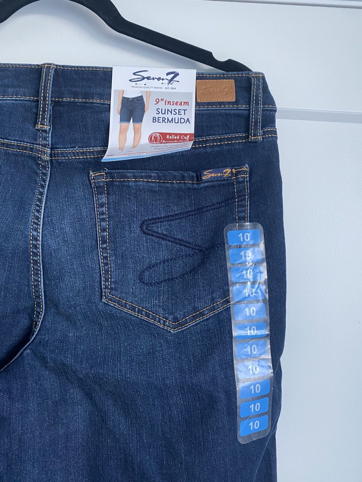 Seven 7 New SEVEN 7 Womens 10 Sunset Bermuda Shorts Denim Jeans Zip Size 32" / US 10 / IT 46 - 6 Thumbnail
