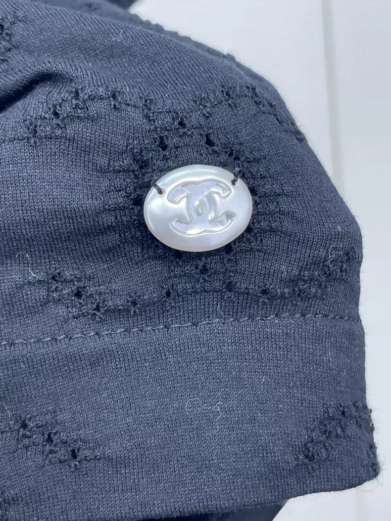 Chanel Chanel Black hollow full logo pearl drawstring short sleeve Size M / US 6-8 / IT 42-44 - 4 Thumbnail