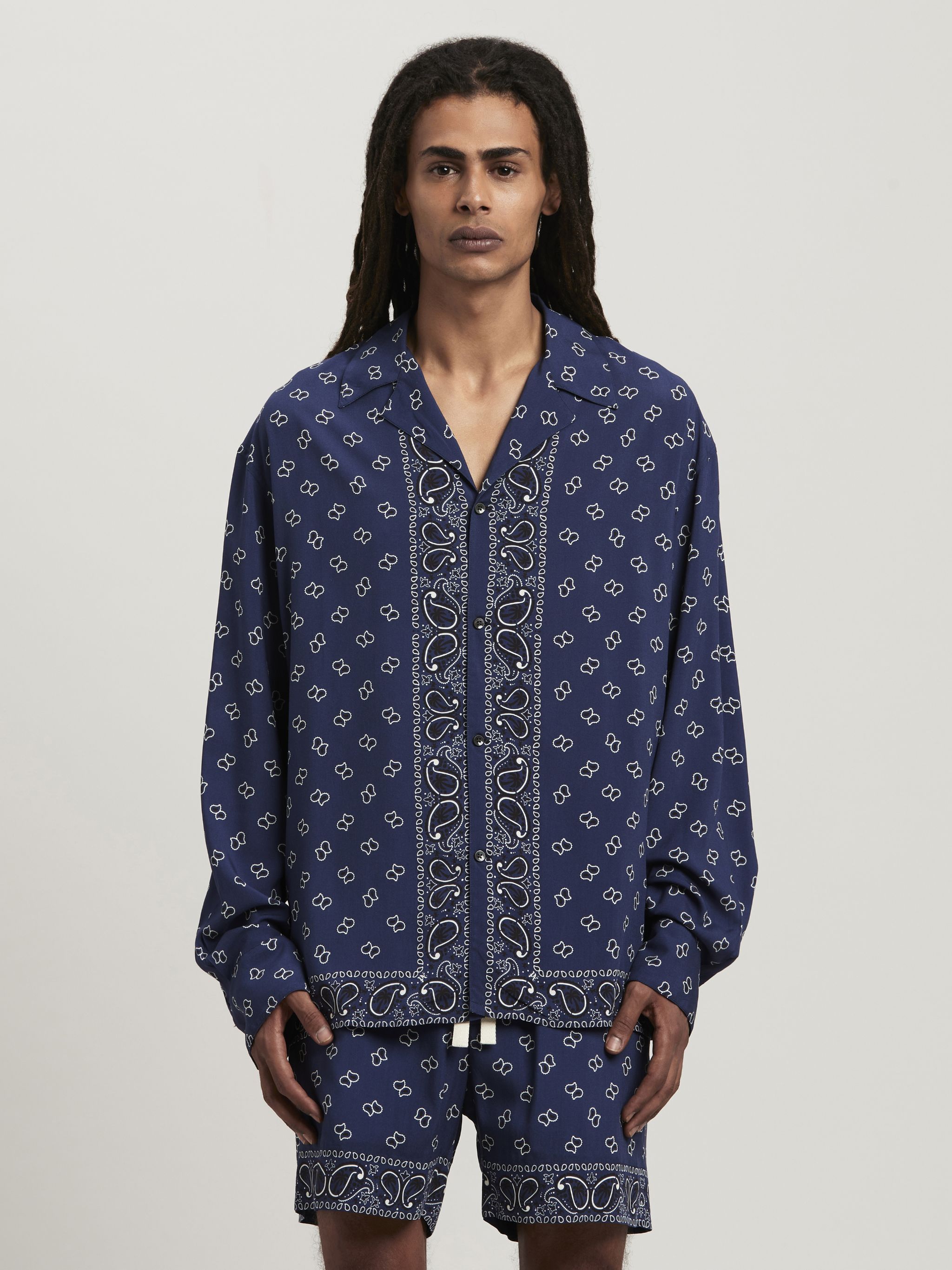 Palm Angels size L (50) Palm Angels Paisley Bowling Shirt Navy Size US L / EU 52-54 / 3 - 2 Thumbnail