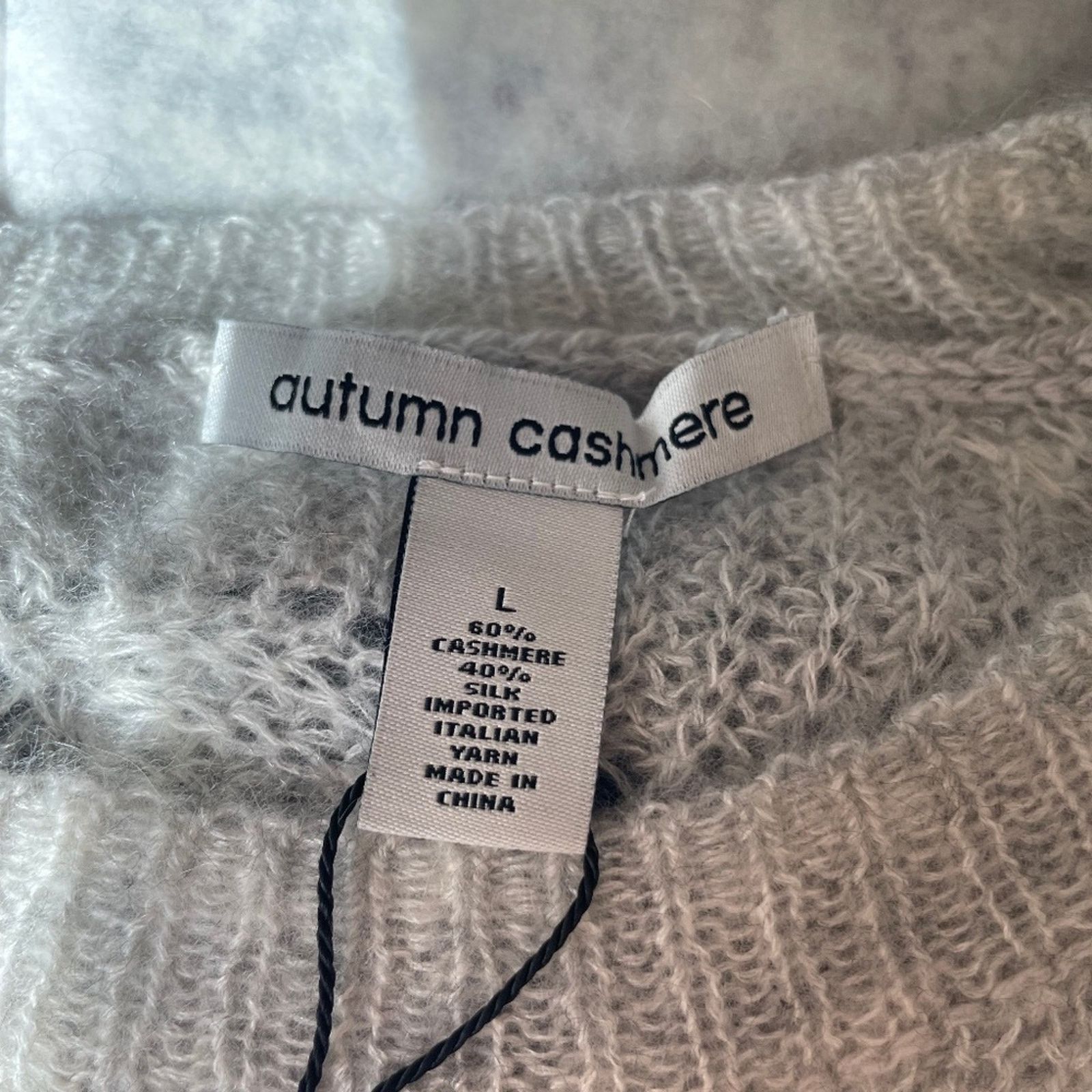 Autumn Cashmere Striped Wave Stitch Cashmere/Silk Sweater - AUTUMN CASHMERE Size L / US 10 / IT 46 - 9 Thumbnail