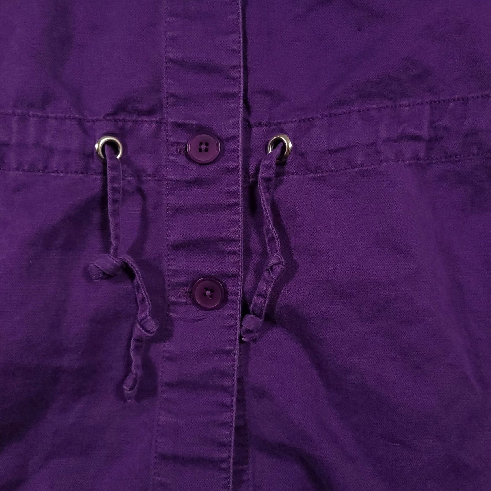 Vintage Chico's Jacket Women's L Purple Linen Blend Button Up Roll-Tab Sleeve Cinch Casual Travel Regular Mens Womens Size L / US 10 / IT 46 - 5 Thumbnail