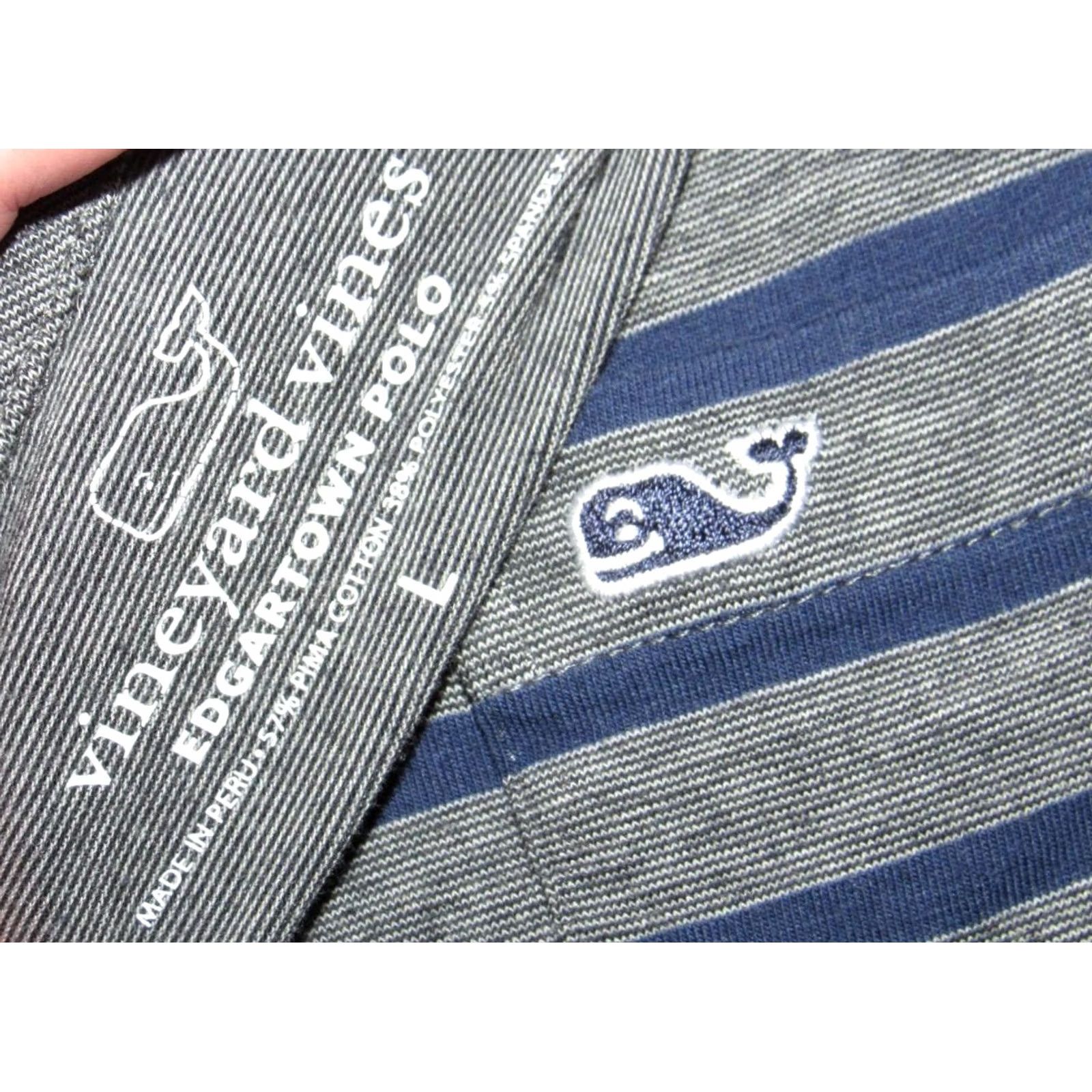 Vineyard Vines VINEYARD VINES Grey Striped Edgartown Short Sleeve Polo Shirt Large L Mens Size US L / EU 52-54 / 3 - 3 Thumbnail