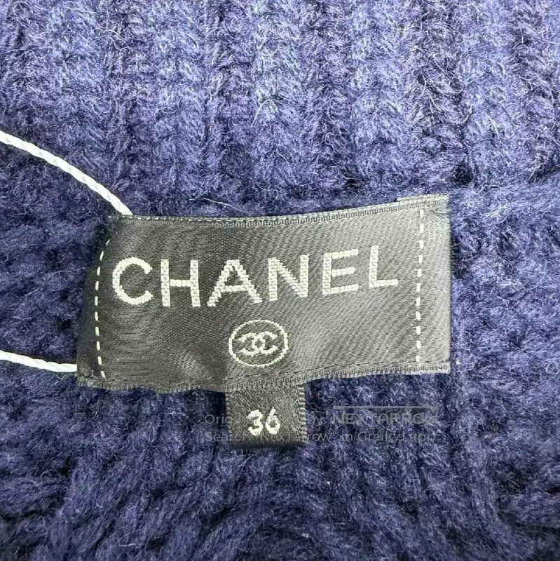 Chanel Cable Knit Wool Sweater in Deep Blue .