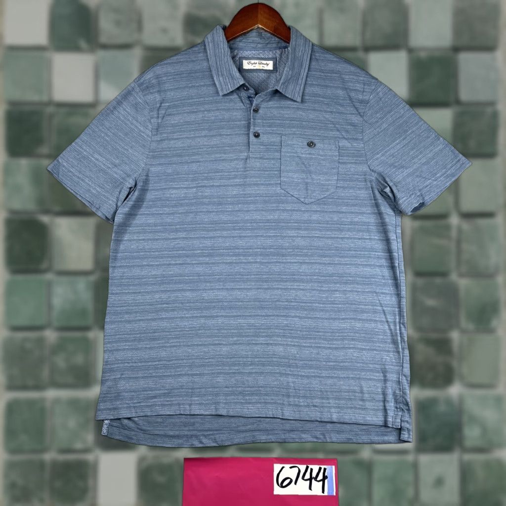 English Laundry English Laundry Polo Shirt Large Blue Heather Striped Casual Pocket Mens Shirt Size US L / EU 52-54 / 3 - 1 Thumbnail