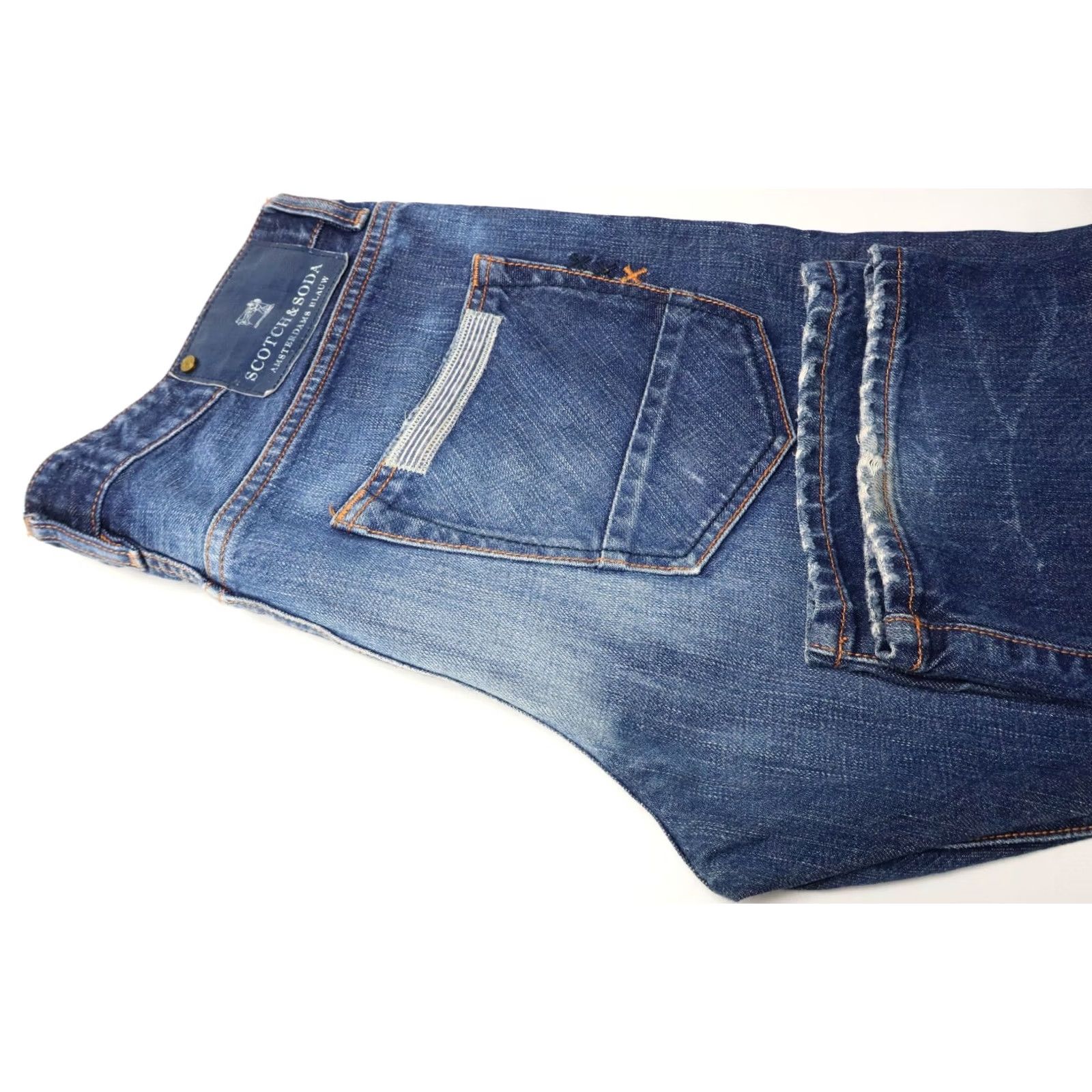 Scotch & Soda SCOTCH & SODA Snatch Jeans Men's W33/L32 Distressed Whiskers Blue Jeans Straight Mens Size US 33 - 5 Thumbnail