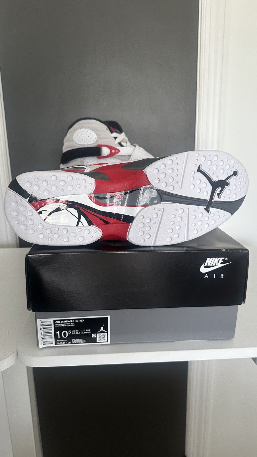 Jordan Brand Brand New Retro 8-White True Red Size US 10.5 / EU 43-44 - 2 Thumbnail