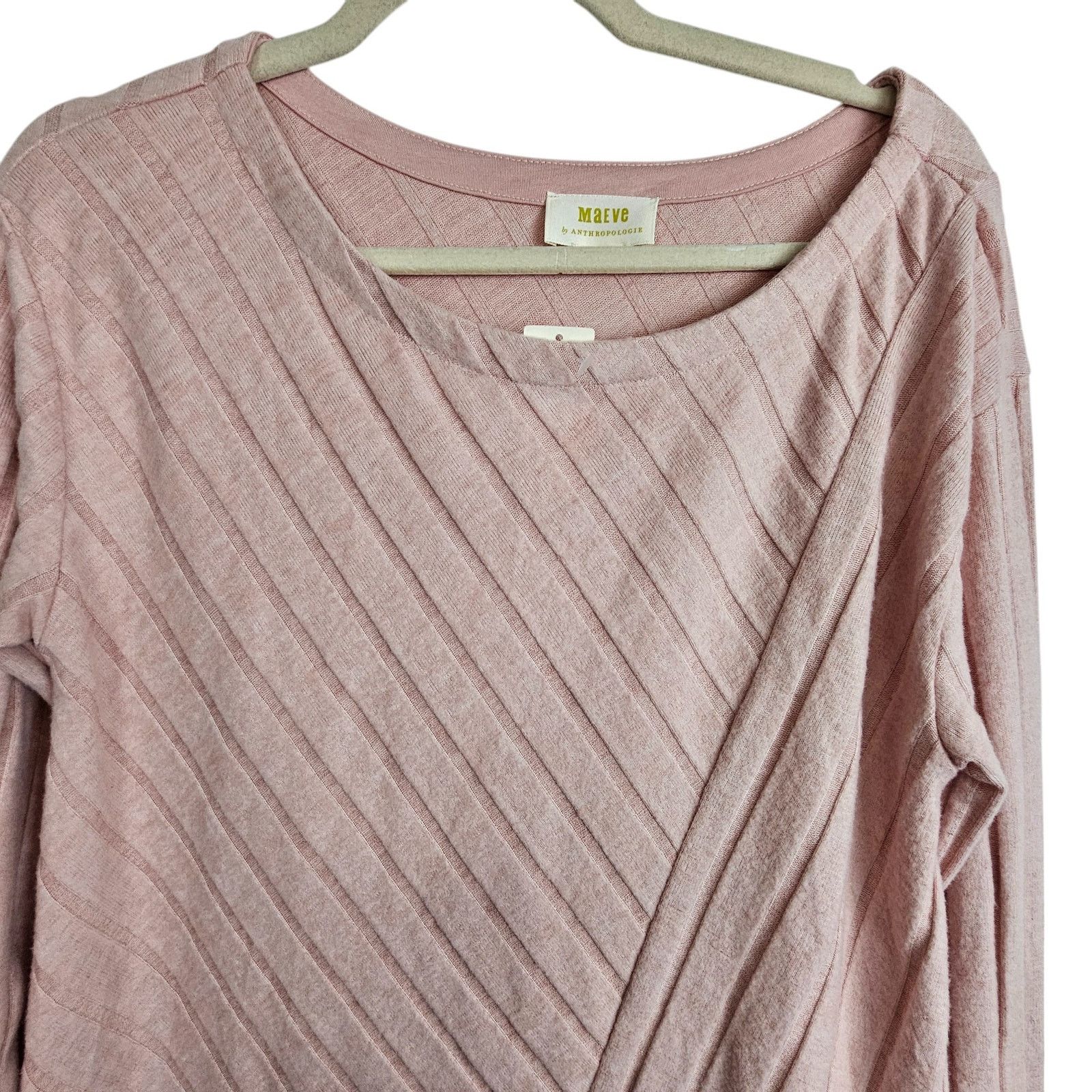 Anthropologie Maeve Anthropologe Ribbed Pullover Sweater M Pink Minimalist Size M / US 6-8 / IT 42-44 - 2 Thumbnail