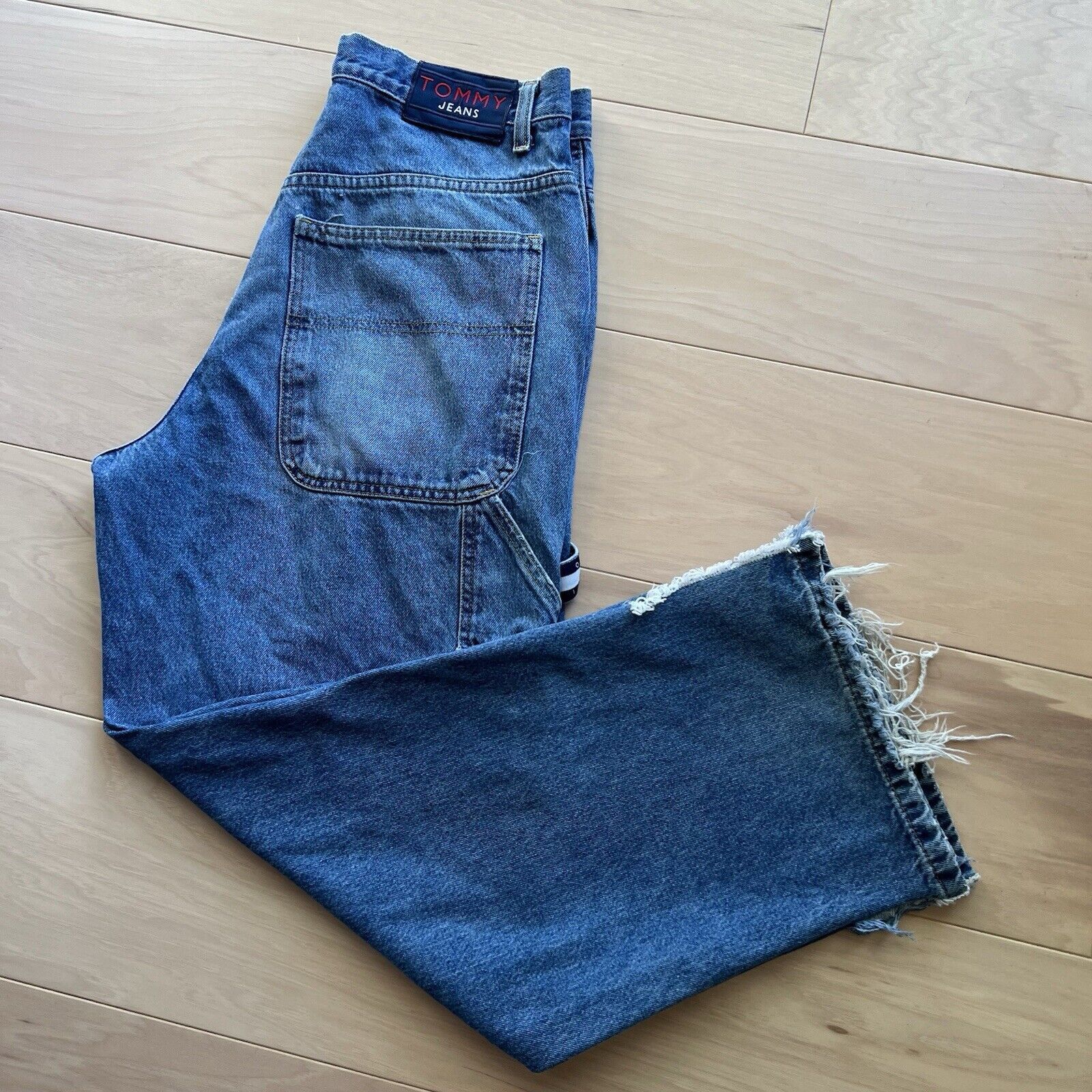 Tommy Hilfiger × Vintage Vintage Tommy Hilfiger Carpenter Jeans 31x28 Blue 90s Baggy Size US 31 - 8 Thumbnail