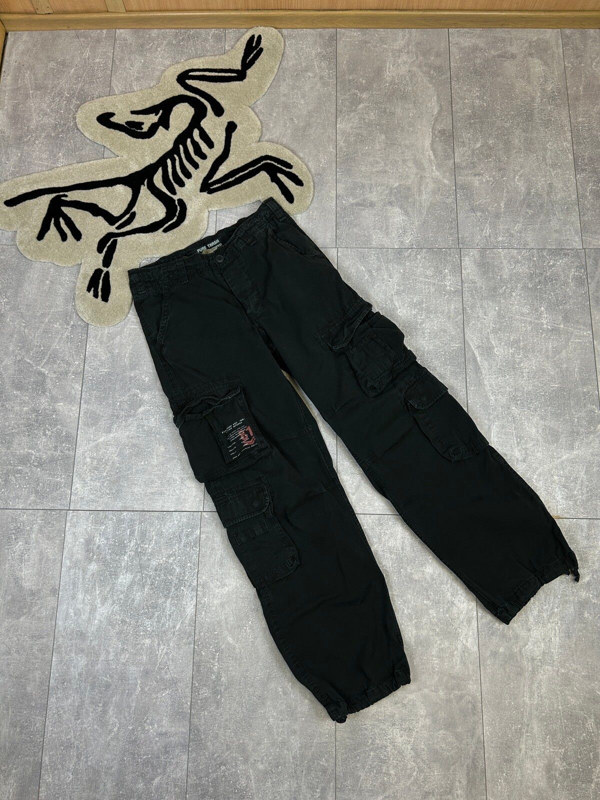 Pre-owned Vintage Mens  Multipocket Cargo Pants Y2k Surplus Style In Black