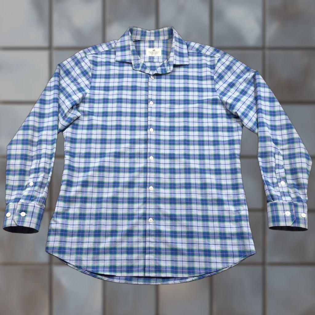 Mizzen+Main Mizzen+Main Button Up Shirt Mens XL Blue Plaid Trim Fit Dress Shirt Size 46R - 1 Thumbnail