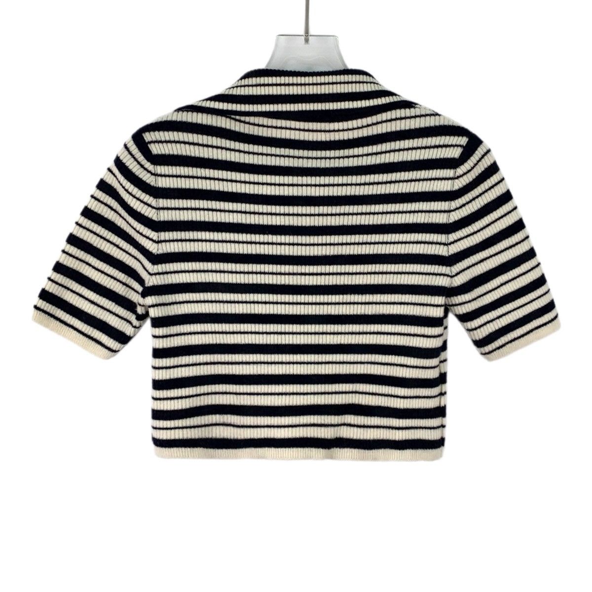 Miu Miu Miu Miu Stripe Cashmere Lapel Short Sleeve Knit K26WX Size M / US 6-8 / IT 42-44 - 2 Thumbnail