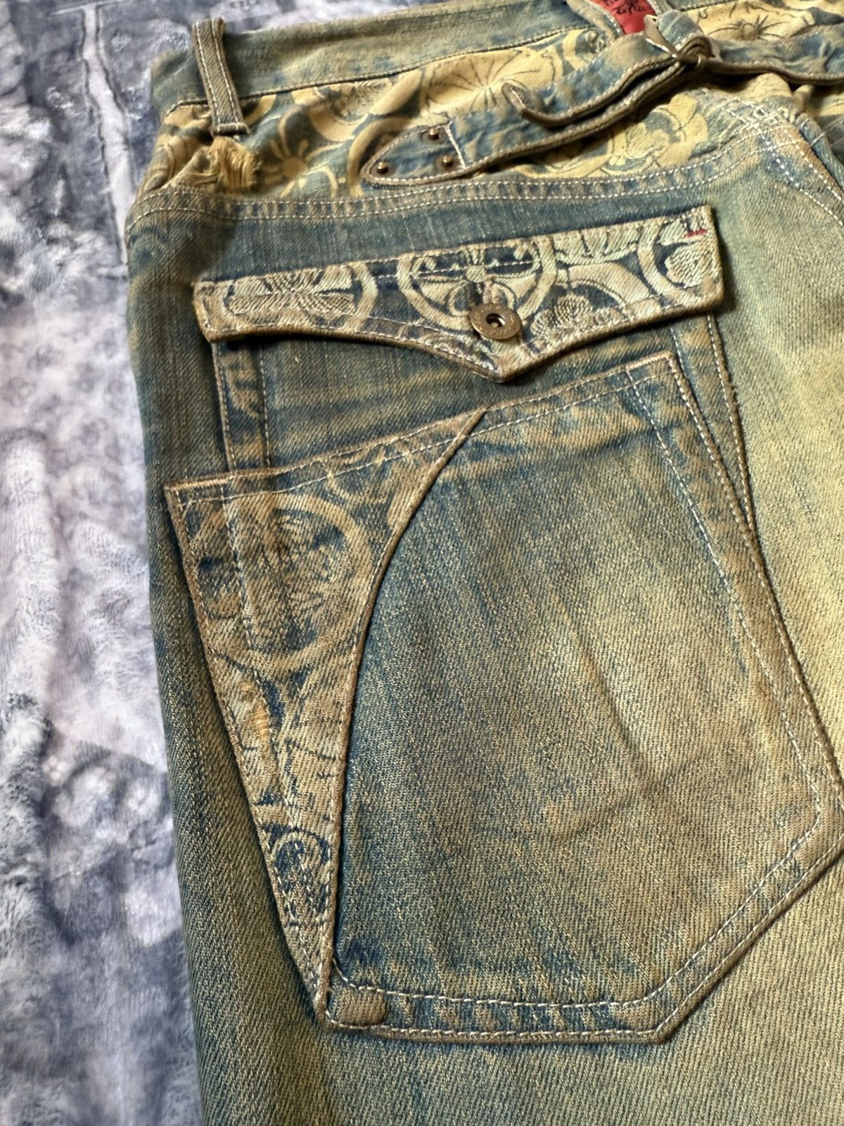 Blue Blue Japan × Japanese Brand × KOJIMA GENES Karakuri Japan Artisanal Double Pocket Mud Wash Baggy Jeans Size US 30 / EU 46 - 8 Thumbnail