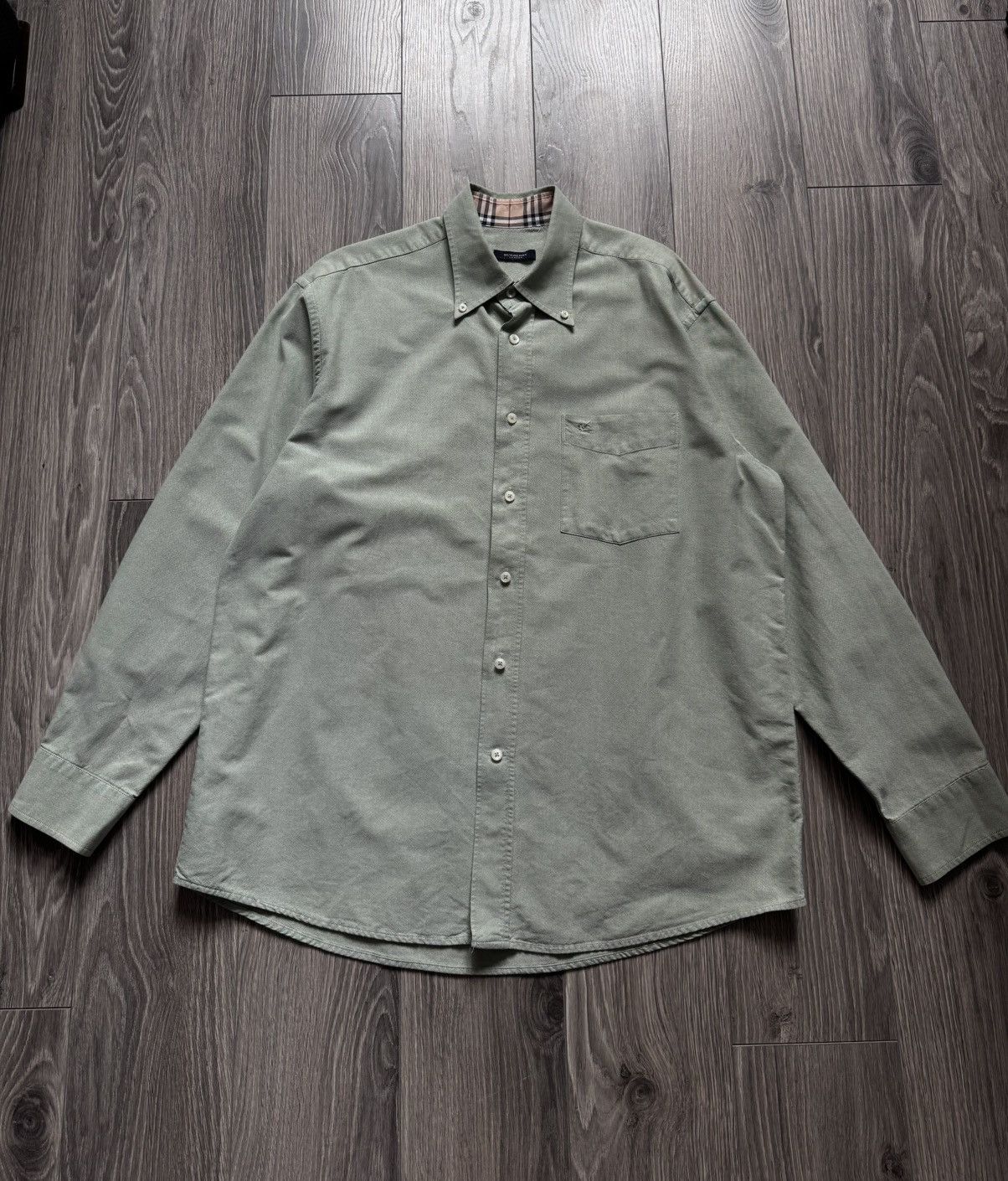 Burberry Burberry Green Logo Checkered Colar Shirt 43 Size US L / EU 52-54 / 3 - 2 Thumbnail