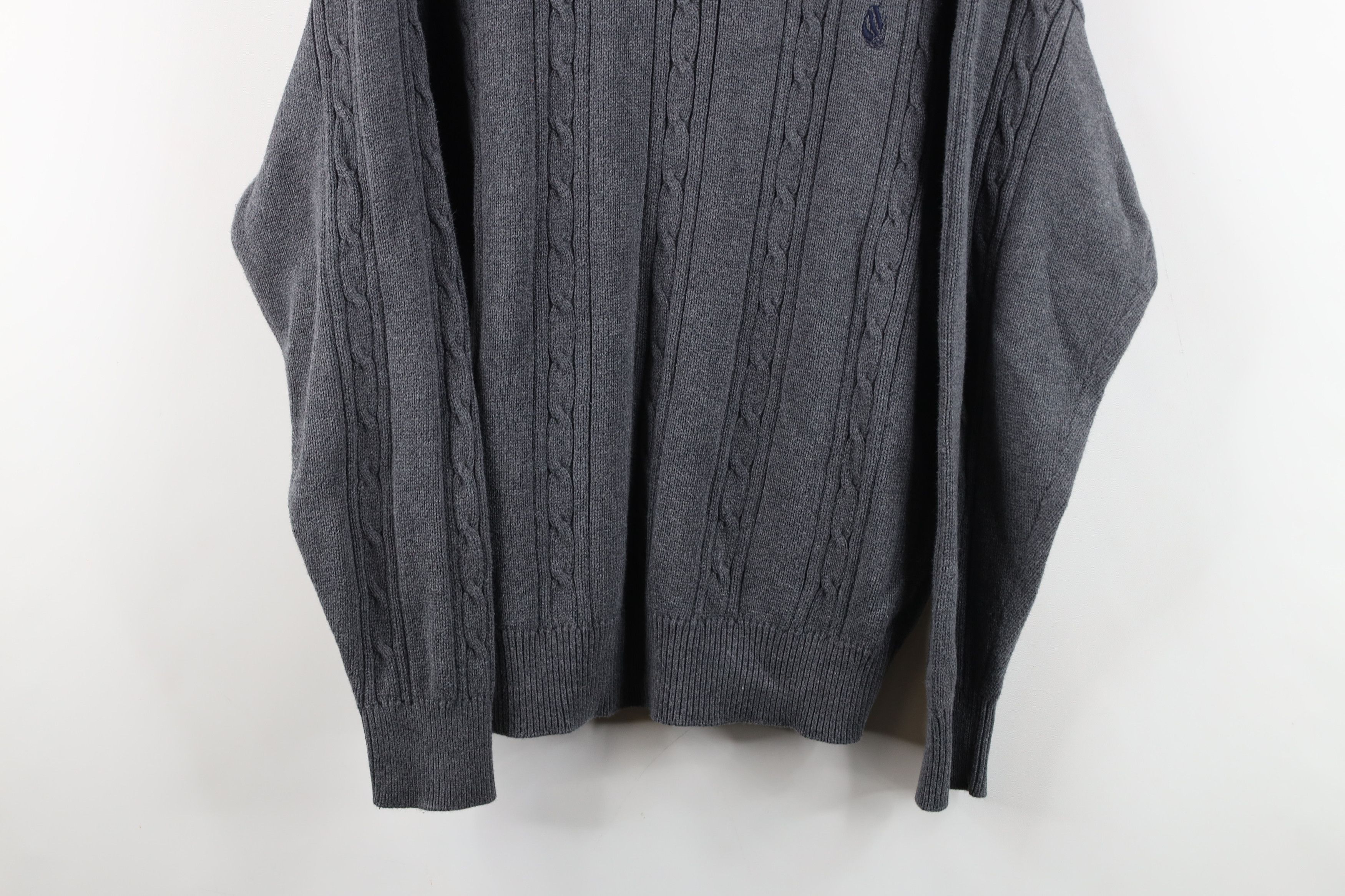Nautica × Vintage Vintage 90s Nautica Cotton Cable Knit Crewneck Sweater Gray Size US XL / EU 56 / 4 - 3 Thumbnail