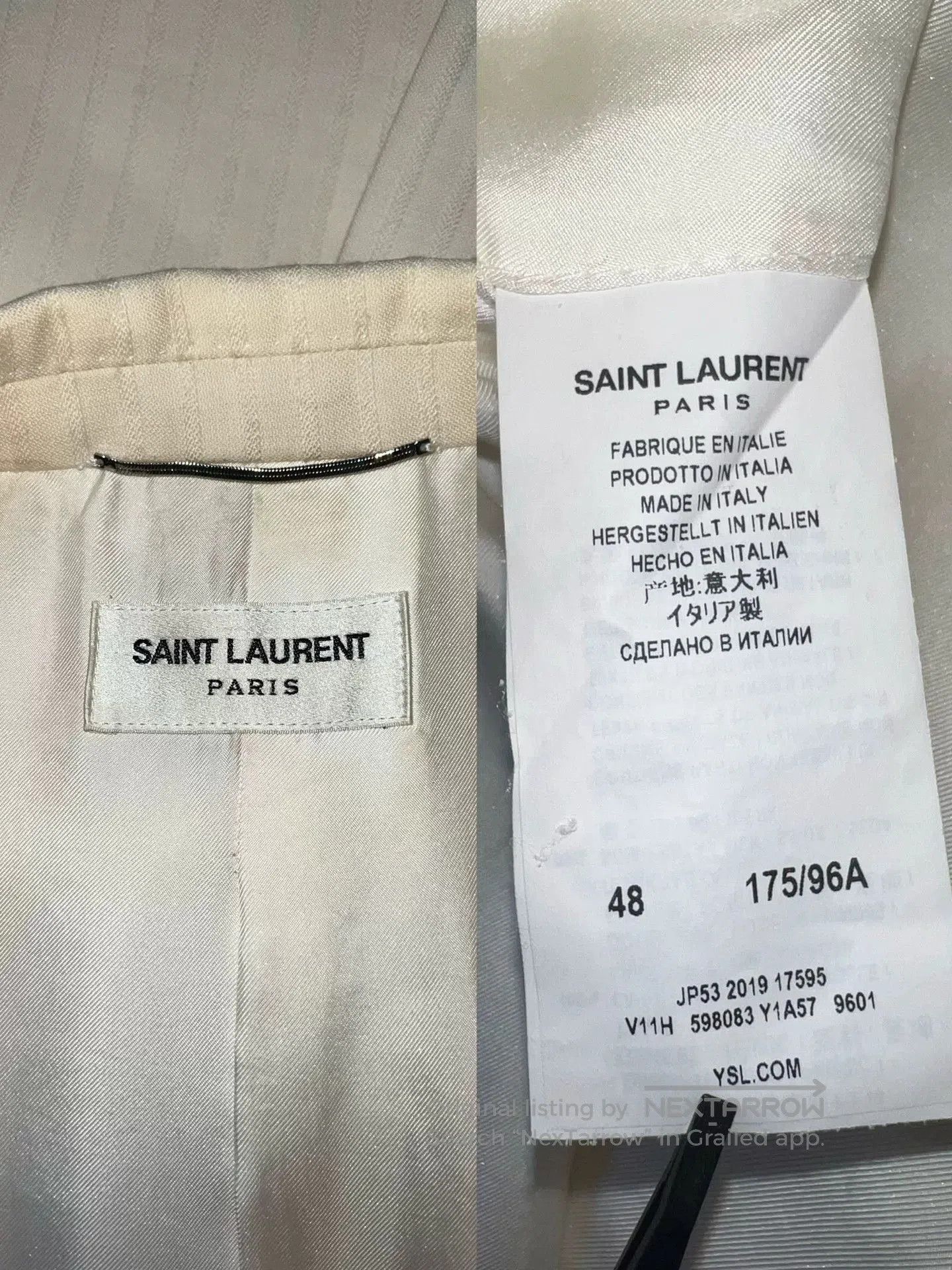 Saint Laurent Paris Saint Laurent Beige Striped Suit Set. Size US M / EU 48-50 / 2 - 4 Thumbnail