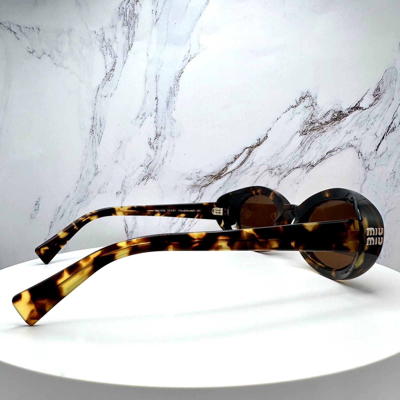 Miu Miu New MIU MIU Sunglasses Brown Tortoise Oval Womens Reverie Size ONE SIZE - 13 Thumbnail