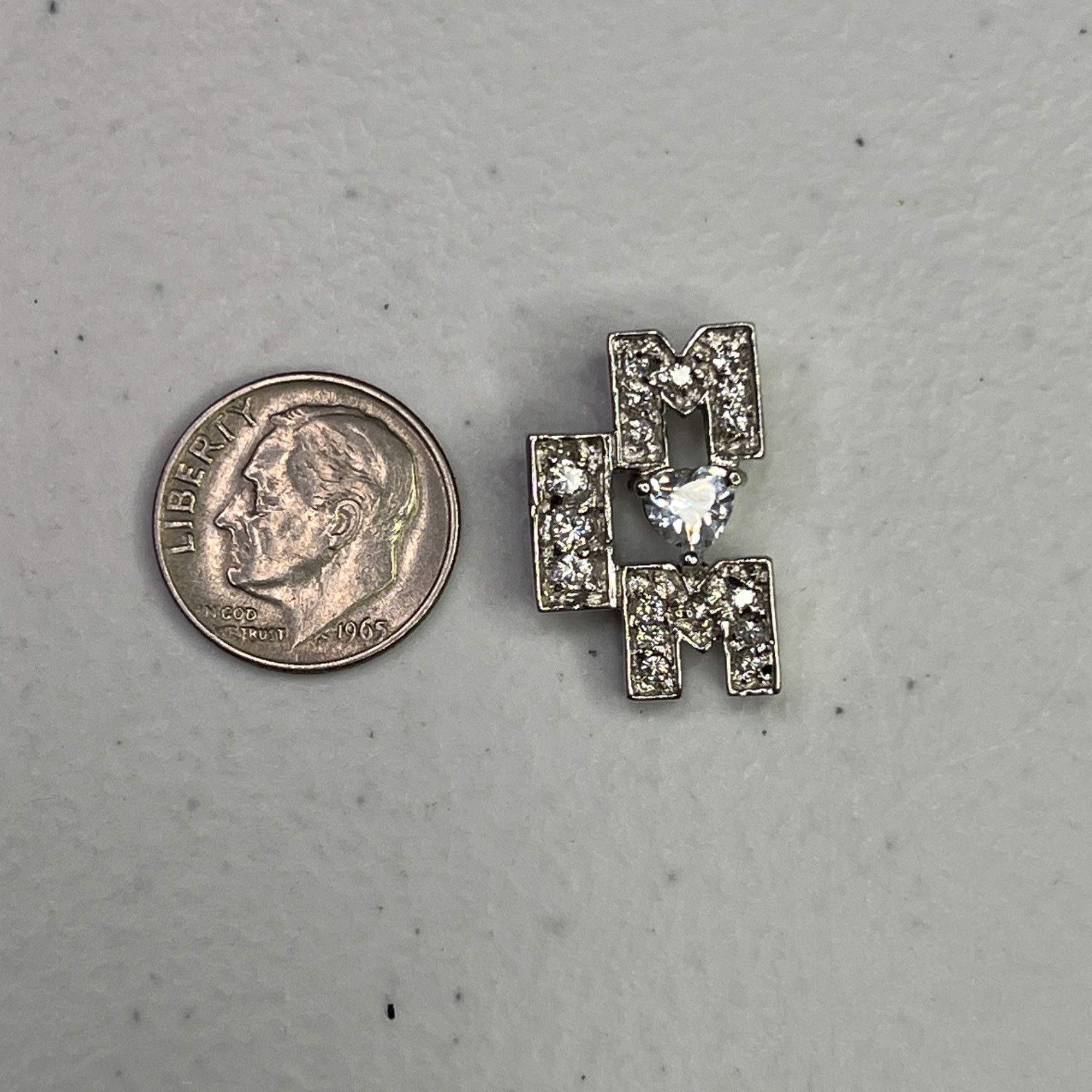 Designer Cubic Zirconia Silver-Tone Womens "Mom" Pendant Size ONE SIZE - 5 Thumbnail