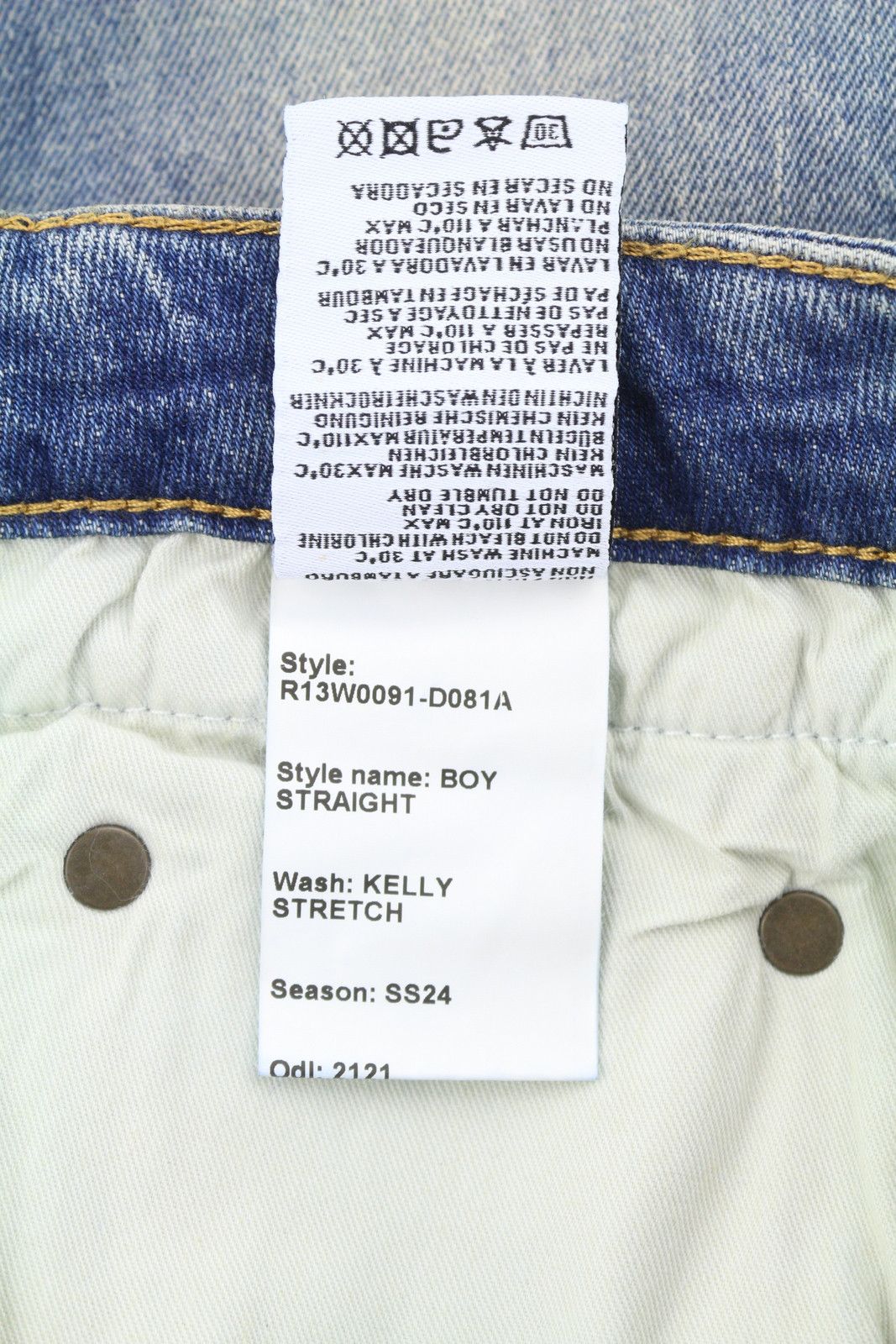 R13 BOY STRAIGHT 29 Kelly Stretch Faded Blue Jeans 87174 Size 29" - 9 Thumbnail