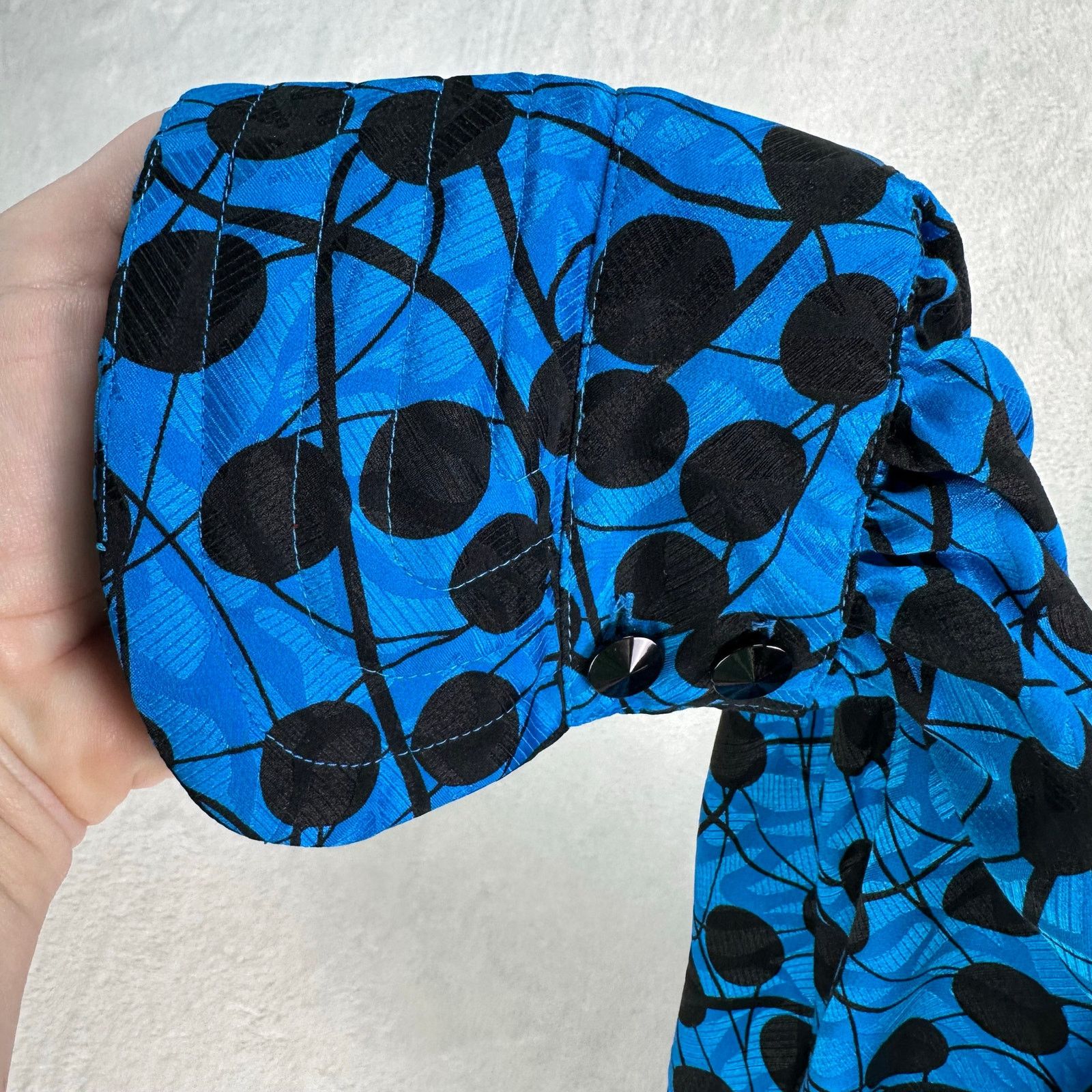 Adrianna Papell VTG Adrianna Papell Silk ButtonUp Blouse Polka Dot Blue Sz 8 Size M / US 6-8 / IT 42-44 - 15 Thumbnail