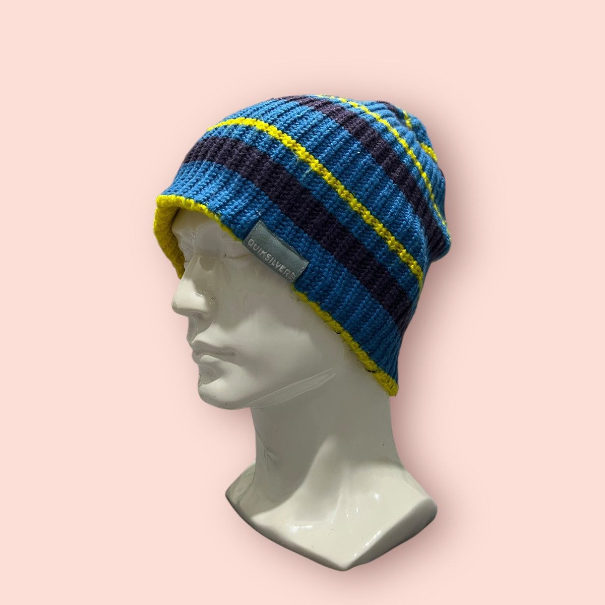 VINTAGE QUIKSILVER DOUBLE LAYER STRIPED KNITTED BEANIE