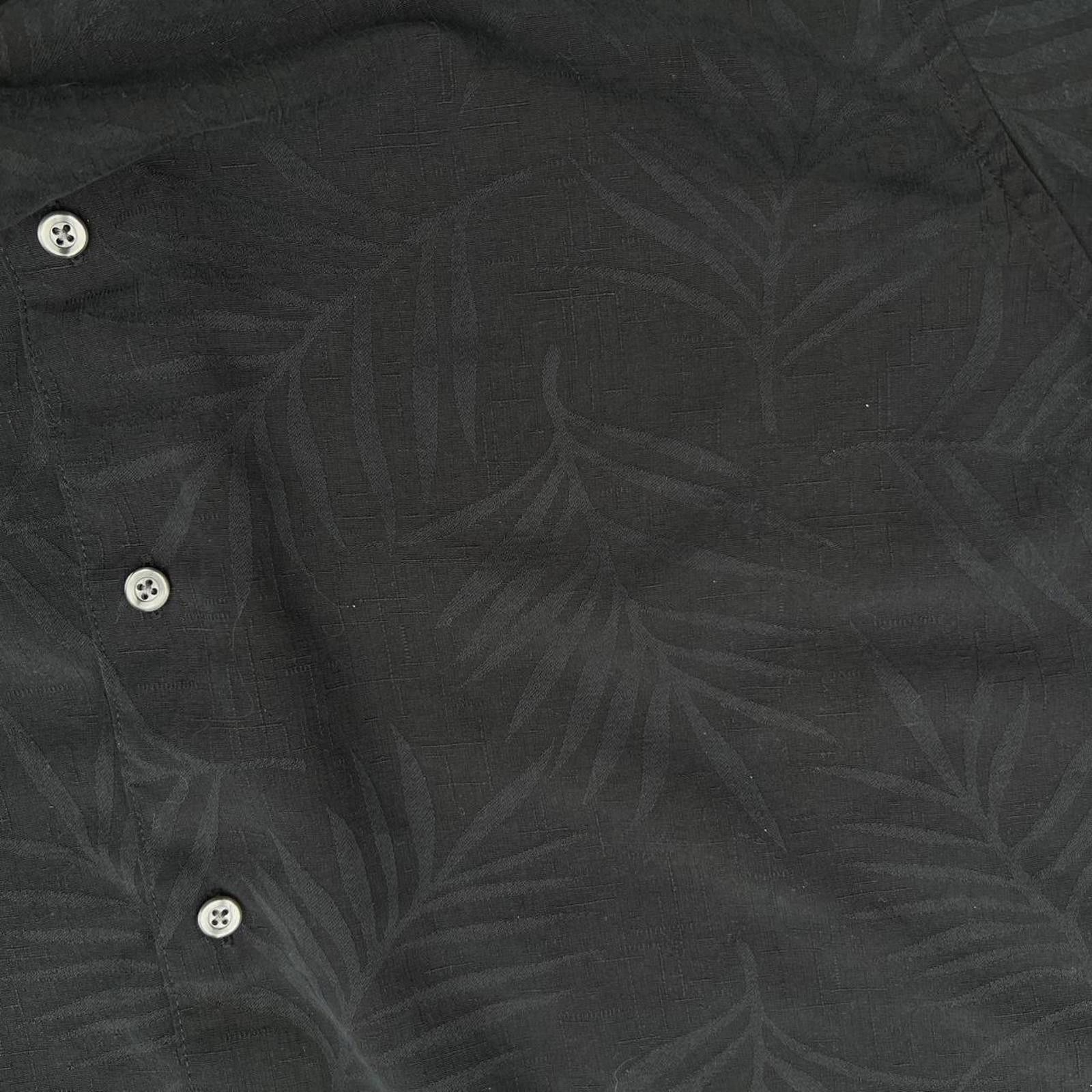 Liz Claiborne Y2K Black Silk Tonal Palm Pattern Shirt Size US L / EU 52-54 / 3 - 4 Thumbnail