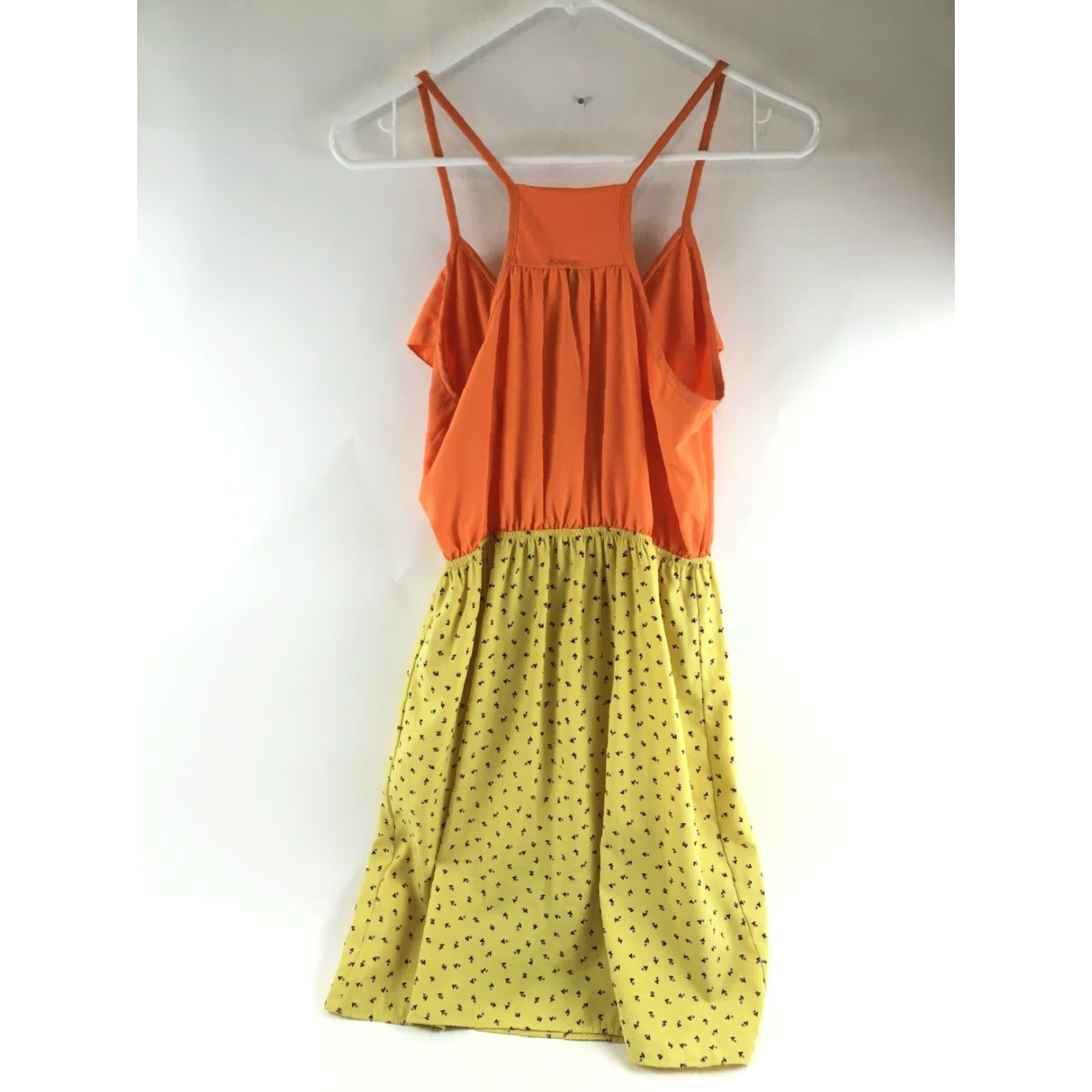 Vintage Buttons Dress Women Small Orange Yellow Ruffle Front Knee Length Elastic Waist Dress Size S / US 4 / IT 40 - 2 Thumbnail