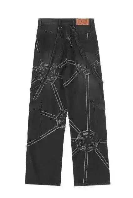 Jean Embroidery Black Oversized Loose Jeans Size US 30 / EU 46 - 6 Thumbnail