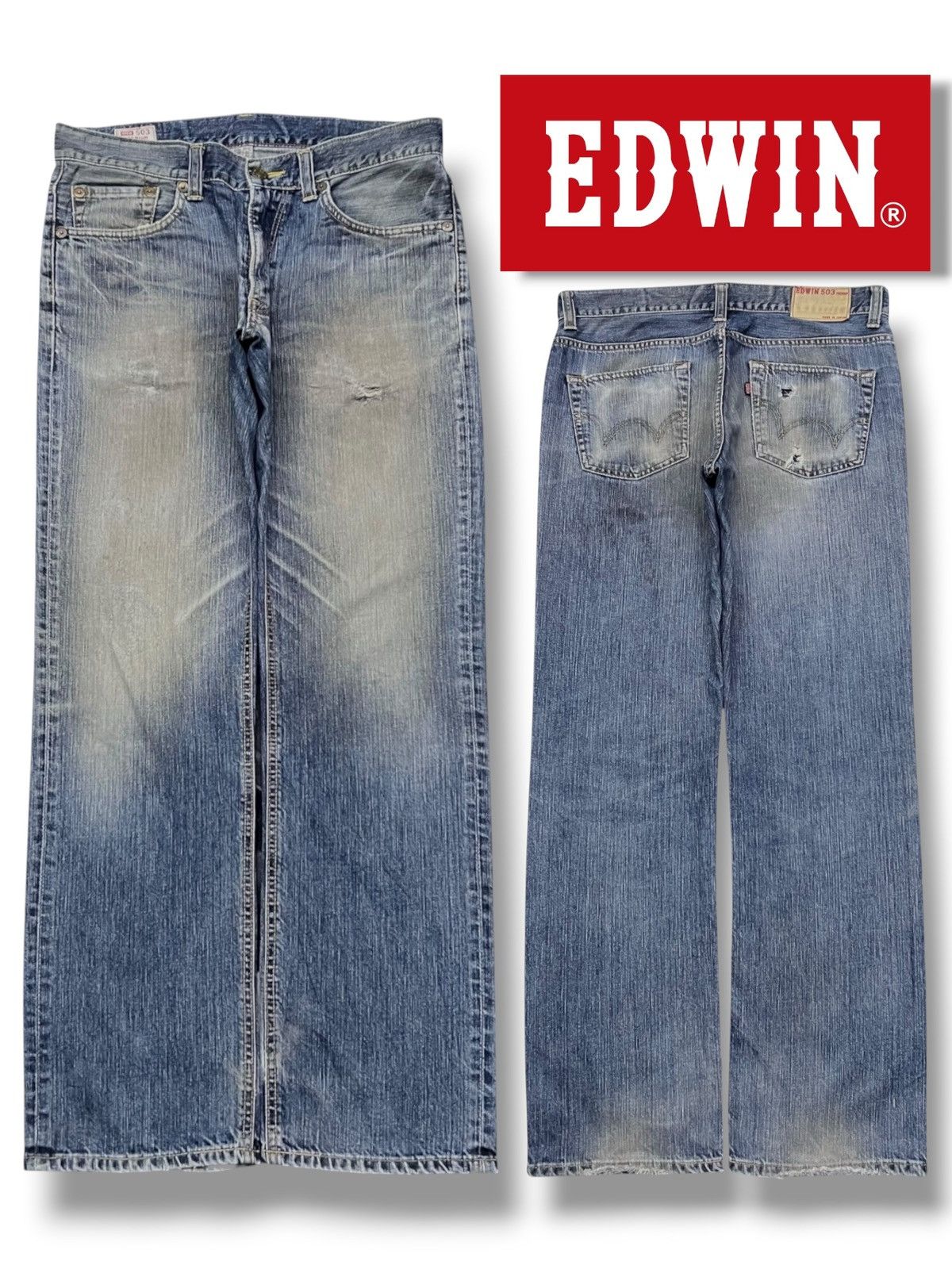 Edwin Vintage Edwin 503 Japan - Faded Rusty Wash, Distressed Jeans Size US 35 - 1 Thumbnail