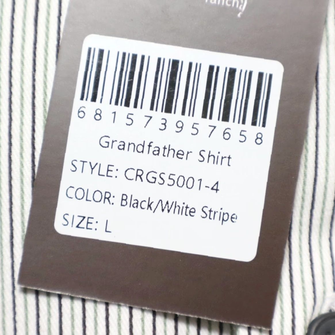 Vintage Celtic Ranch Grandfather Cotton Striped Long Sleeve Button Up Shirt Black/White Men's L Size US L / EU 52-54 / 3 - 5 Thumbnail