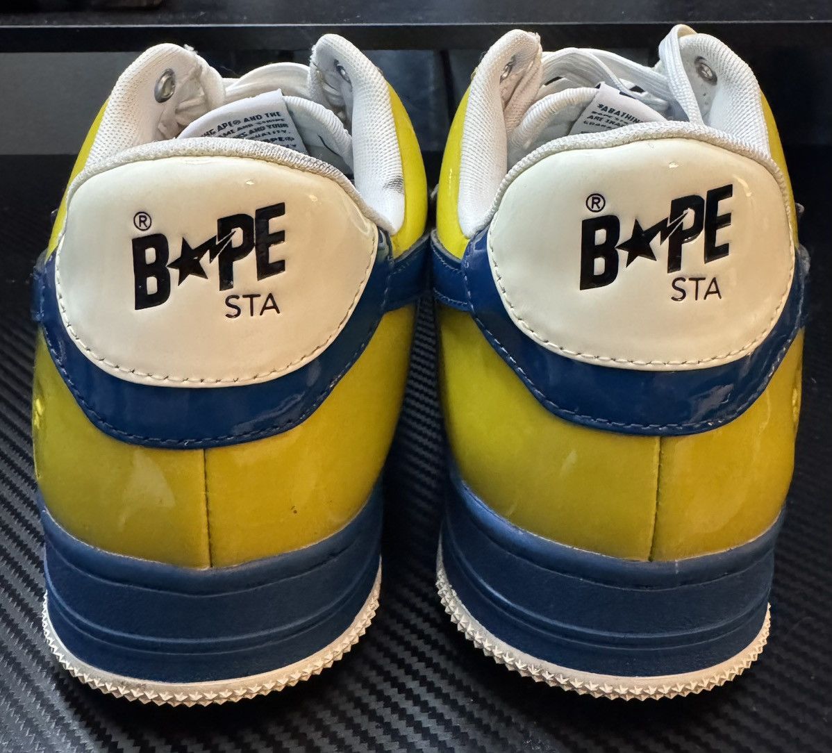Bape BAPE STA Low Yellow/Blue Patent Leather Sneakers Size US 12 / EU 45 - 7 Thumbnail