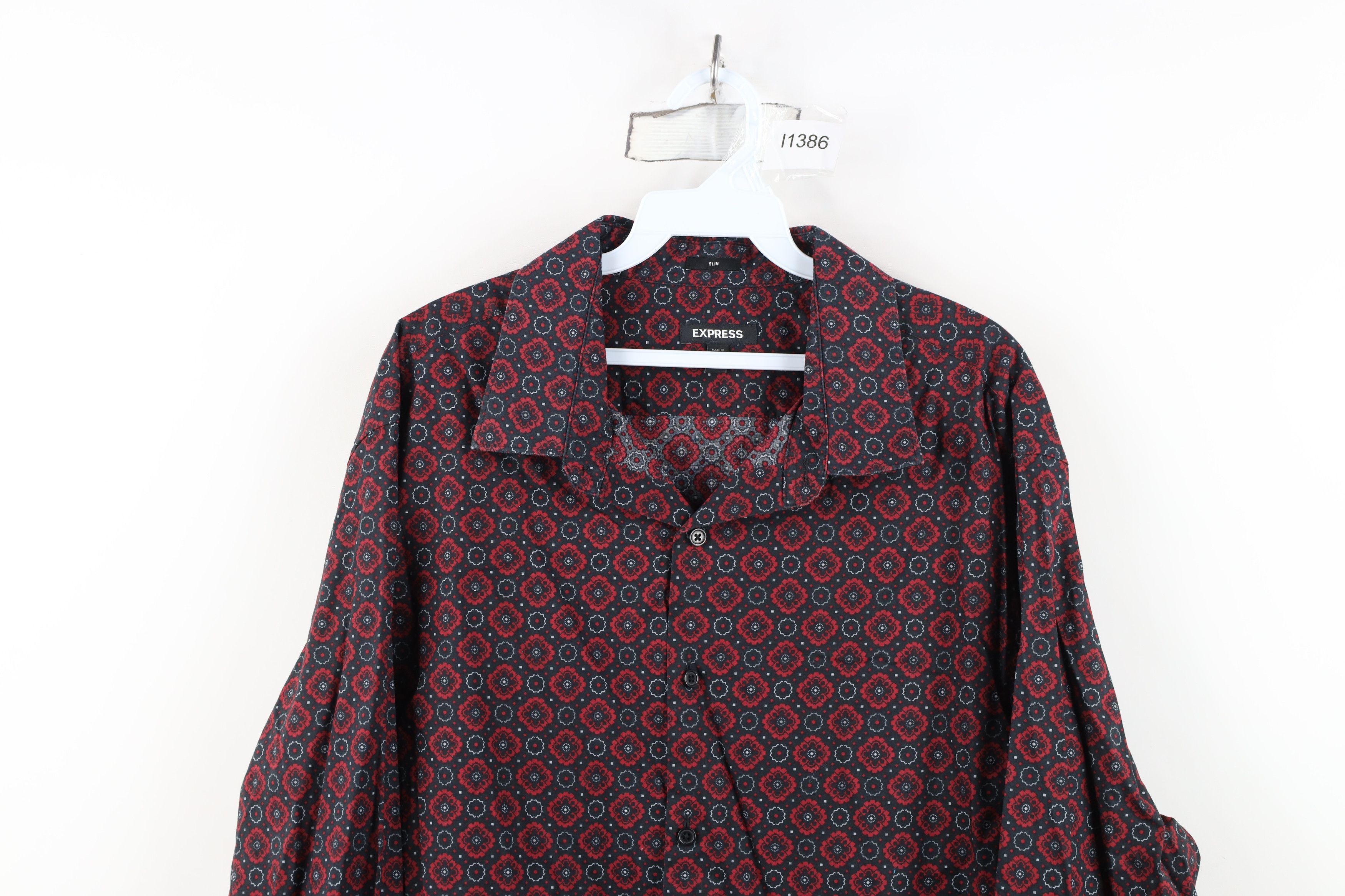 Express Express Slim Geometric Tapestry Collared Button Shirt Cotton Size US XXL / EU 58 / 5 - 2 Thumbnail