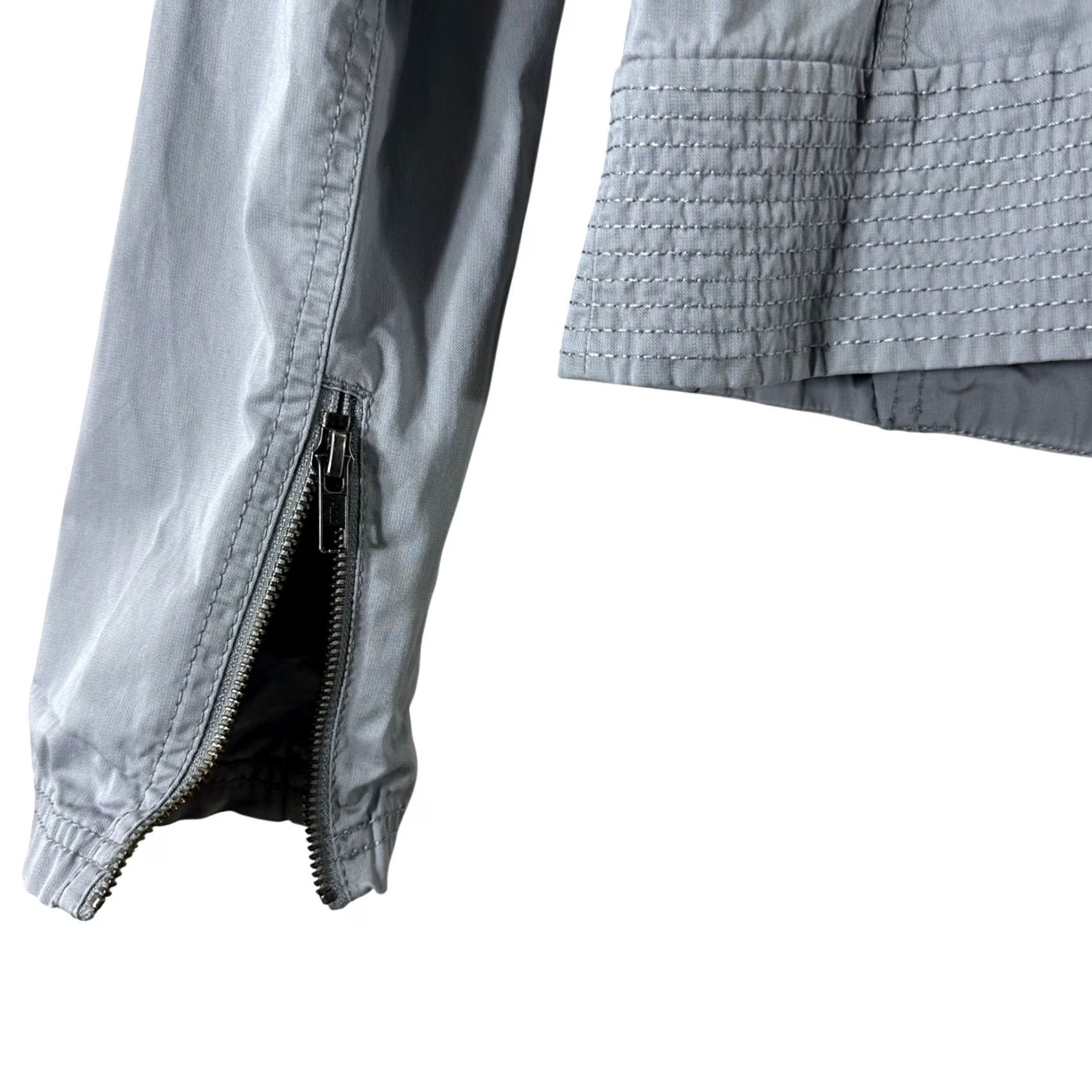 Vintage Halogen Womens Gray Cotton Asymmetric Zip Moto Jacket Smocked Hem Size S Size S / US 4 / IT 40 - 4 Thumbnail