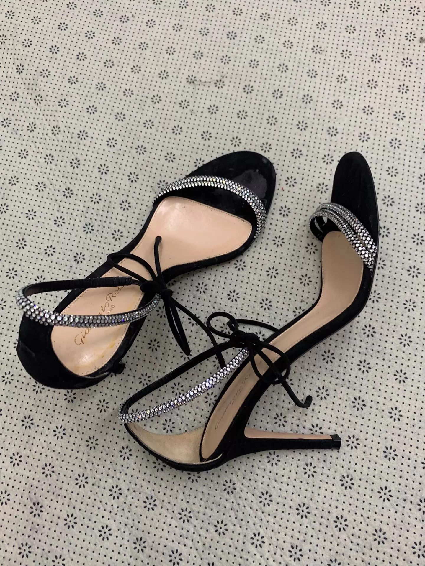 Gianvito Rossi Gianvito Rossi Black Crystal Laced Ankle Strap 39 Mint Size US 8.5 / IT 38.5 - 2 Thumbnail