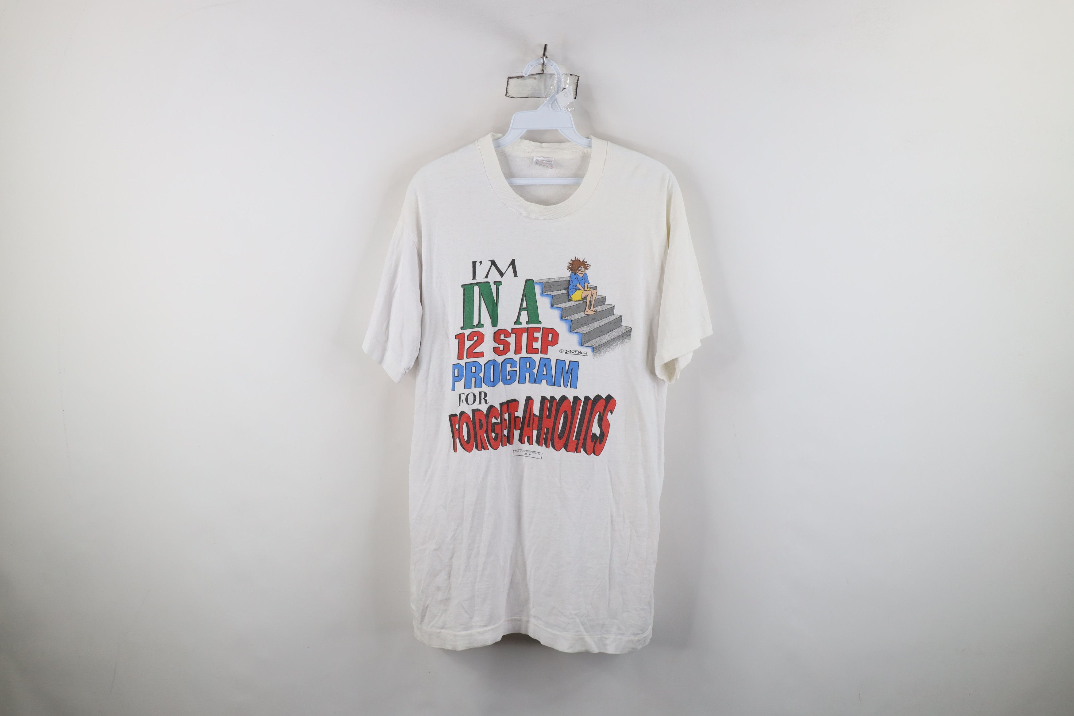 Vintage Vintage 90s 12 Step Program Funny Comic T-Shirt USA Size L / US 10 / IT 46 - 1 Thumbnail