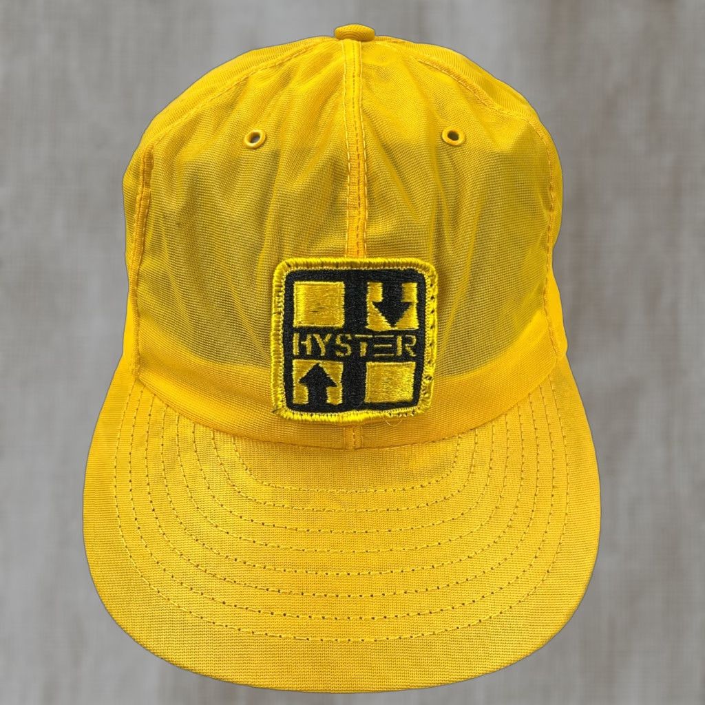 Vintage VINTAGE Louisville MFG Trucker Hat Cap Made IN USA Yellow 80s Mens One Size Adjustable Cotton Twill Hat Size ONE SIZE - 1 Thumbnail