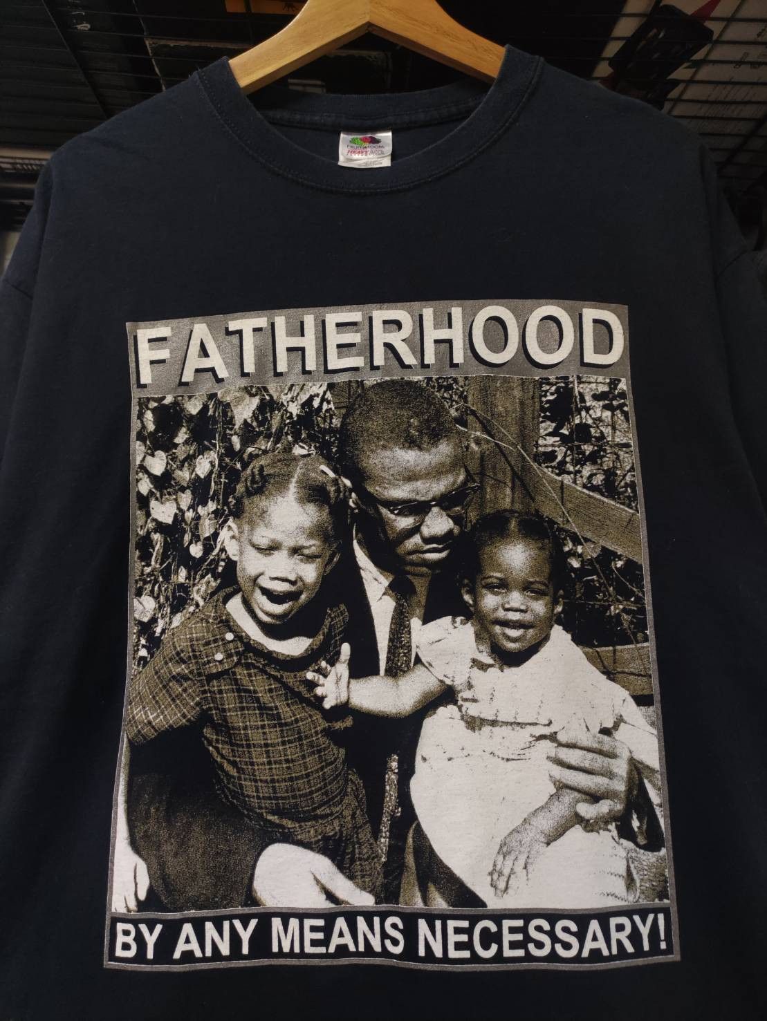 Vtg 00's Malcolm X Fatherhood By Any Means Necessary T-Shirt