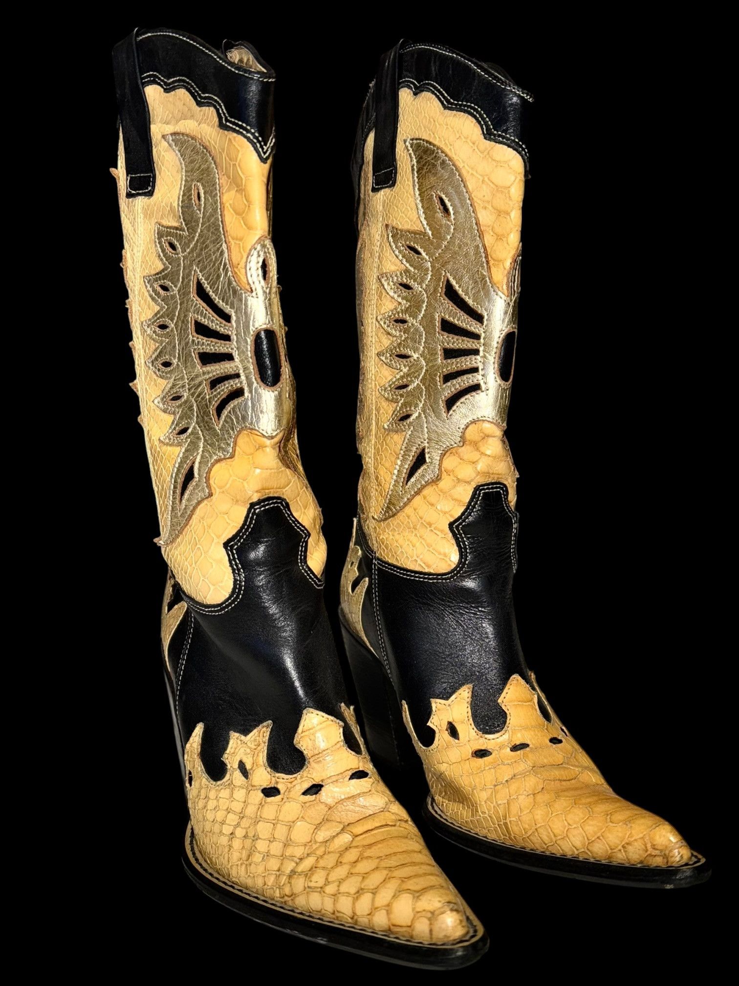Other Vintage Python Embossed Leather Western Cowboy Boots Size US 6 / IT 36 - 2 Thumbnail
