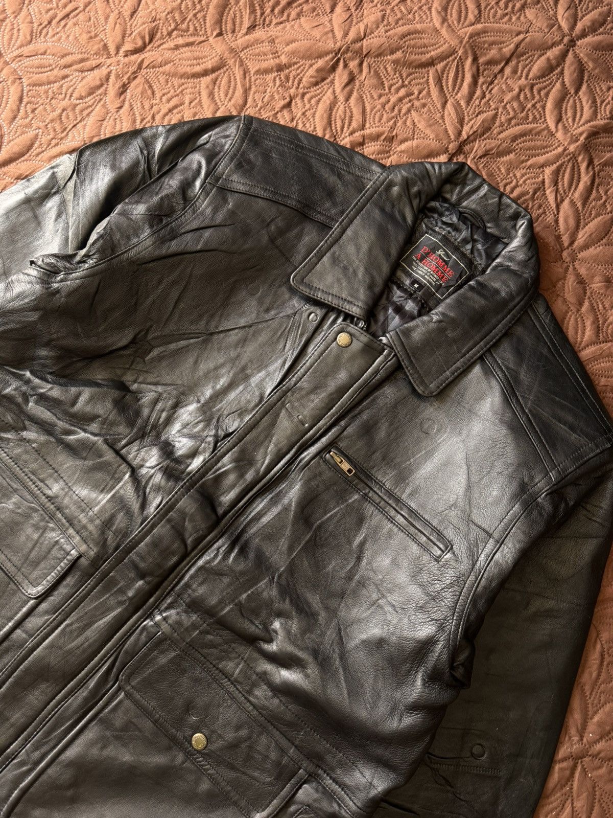 Issey Miyake VINTAGE 90s D HOMME A HOMME PARACHUTE POCKET LEATHER JACKET❗️ Size US M / EU 48-50 / 2 - 2 Thumbnail