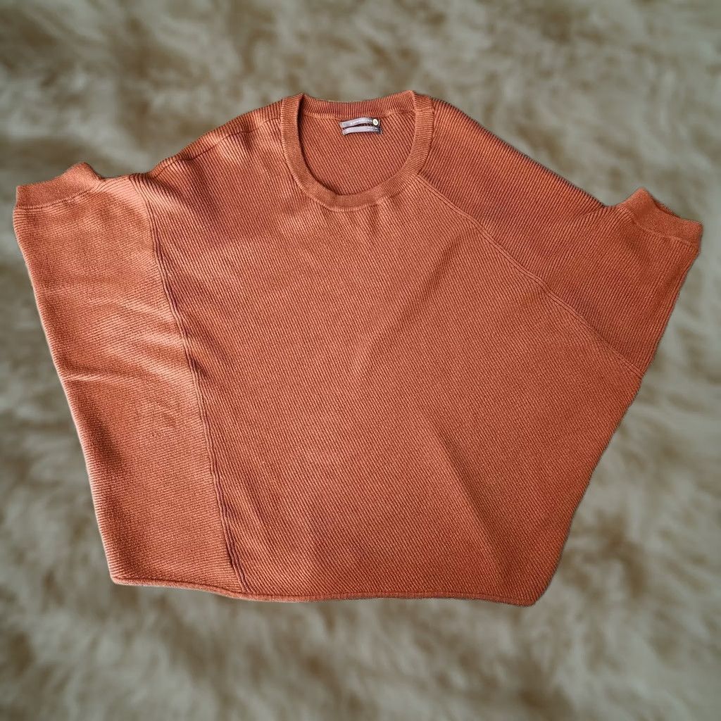 Anthropologie Anthropologie Sweater Womens XS Orange Women Ribbed Burnt Oversize Cropped Sleeves Size XS / US 0-2 / IT 36-38 - 1 Thumbnail