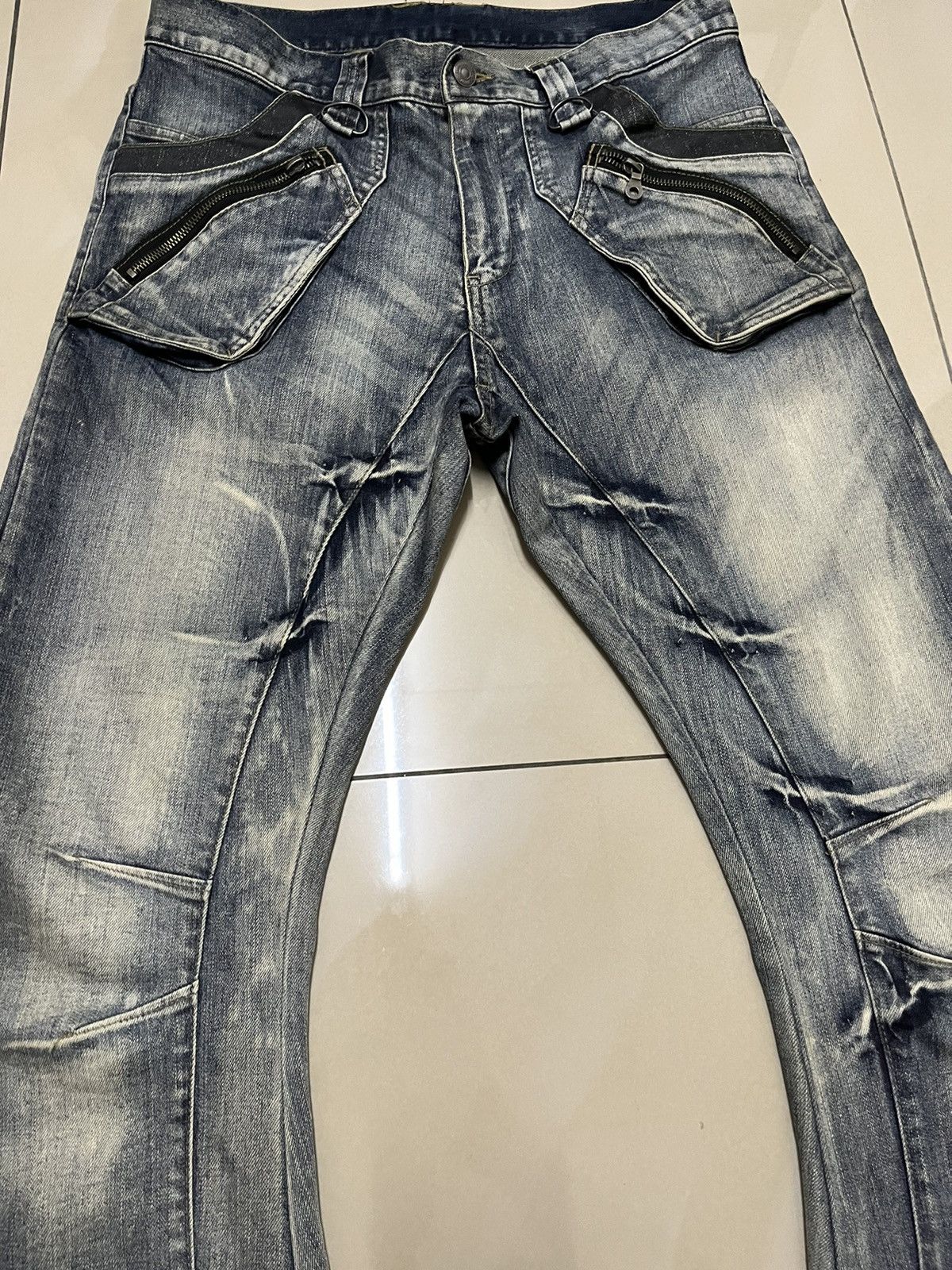 PPFM PPFM J spiral cut bondage curved punk style denim Size US 33 - 2 Thumbnail