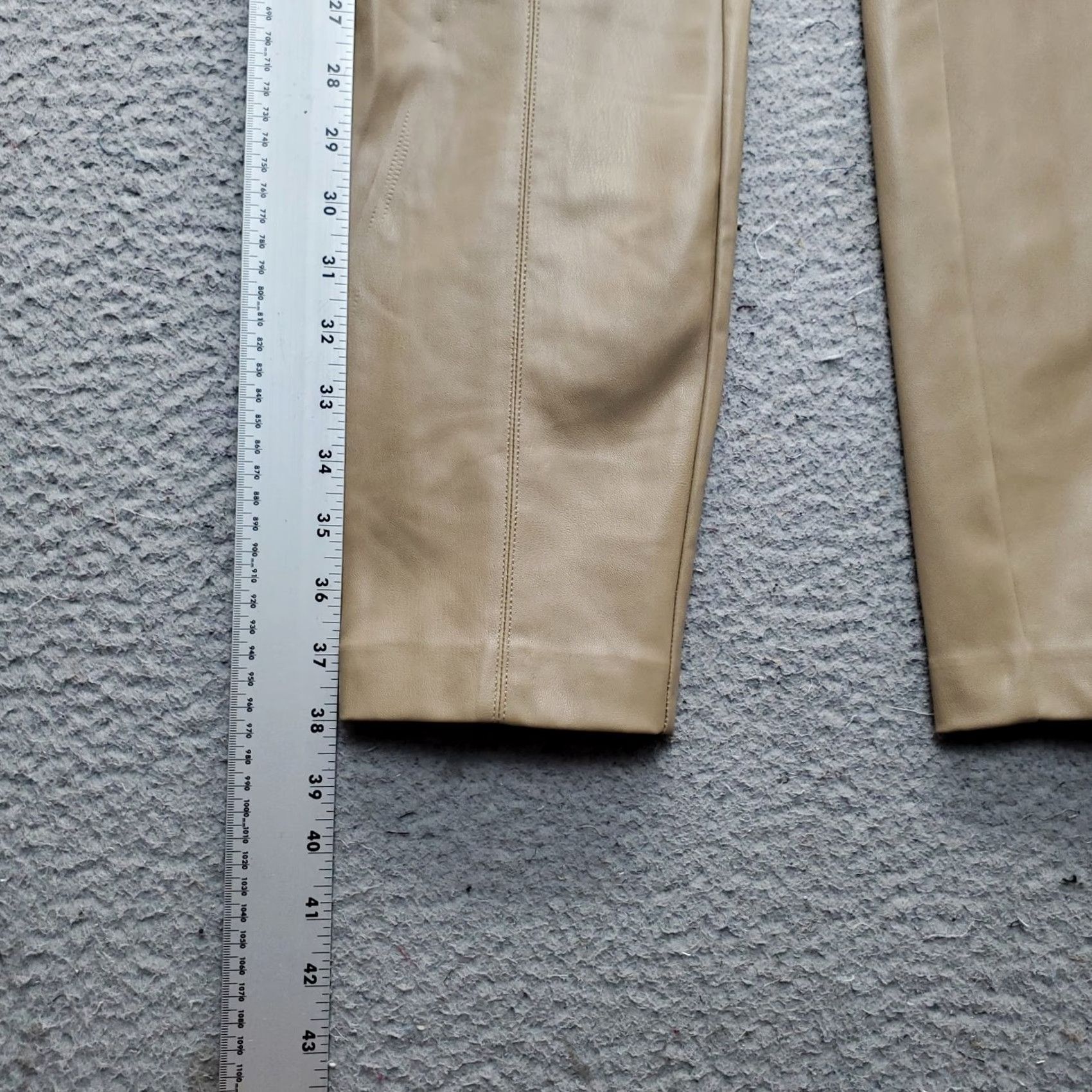 Zara Zara Womens Legging Pants S Brown Faux Leather High Waist Side Zip Skinny Pants Size 28" / US 6 / IT 42 - 3 Thumbnail