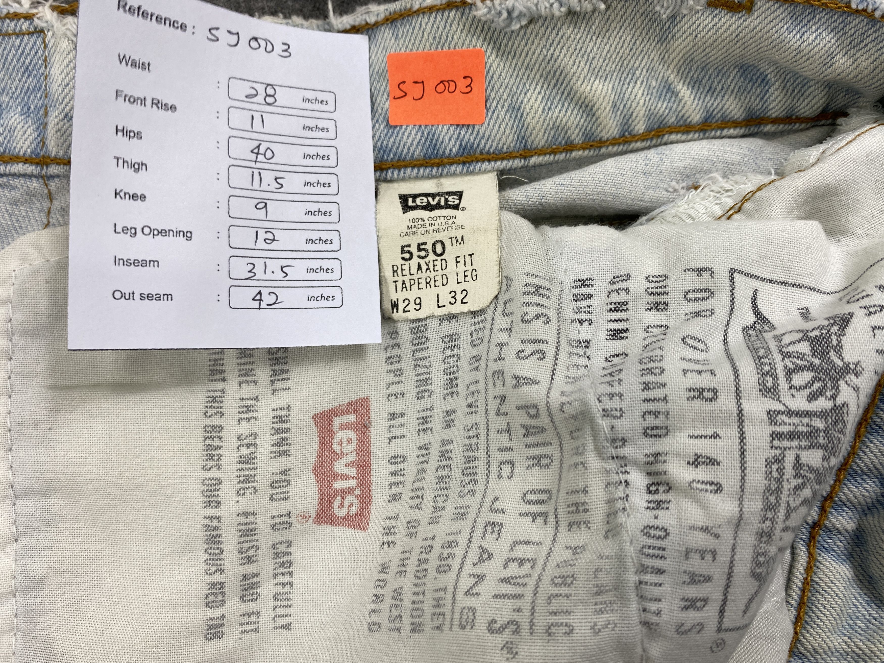 Levi's Light Blue Wash Vintage Levi's 550 USA 28x31.5 Denim -SJ003 Size US 28 / EU 44 - 8 Thumbnail