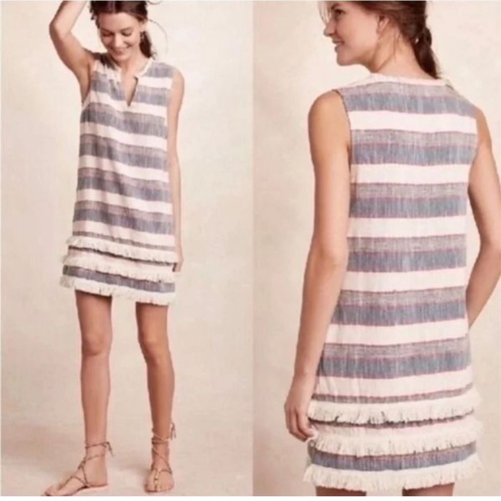 Anthropologie Anthropologie Holding Horses Sleeveless Fringe Shirt Dress $ Size L / US 10 / IT 46 - 1 Thumbnail