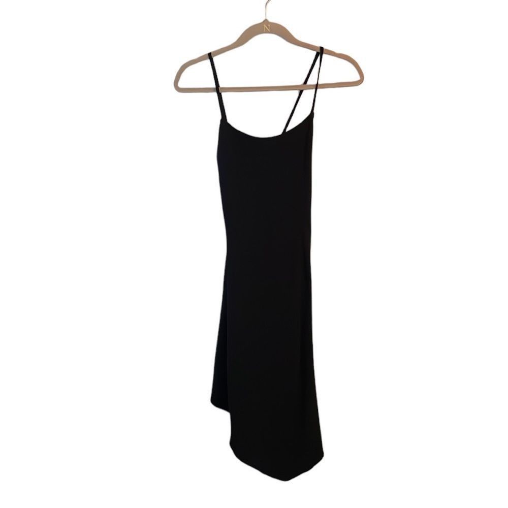 image of Vintage Roberto Musso Wool And Satin Assymetrical Wrap Slip Dress Bl in Black, Women's (Size Medium