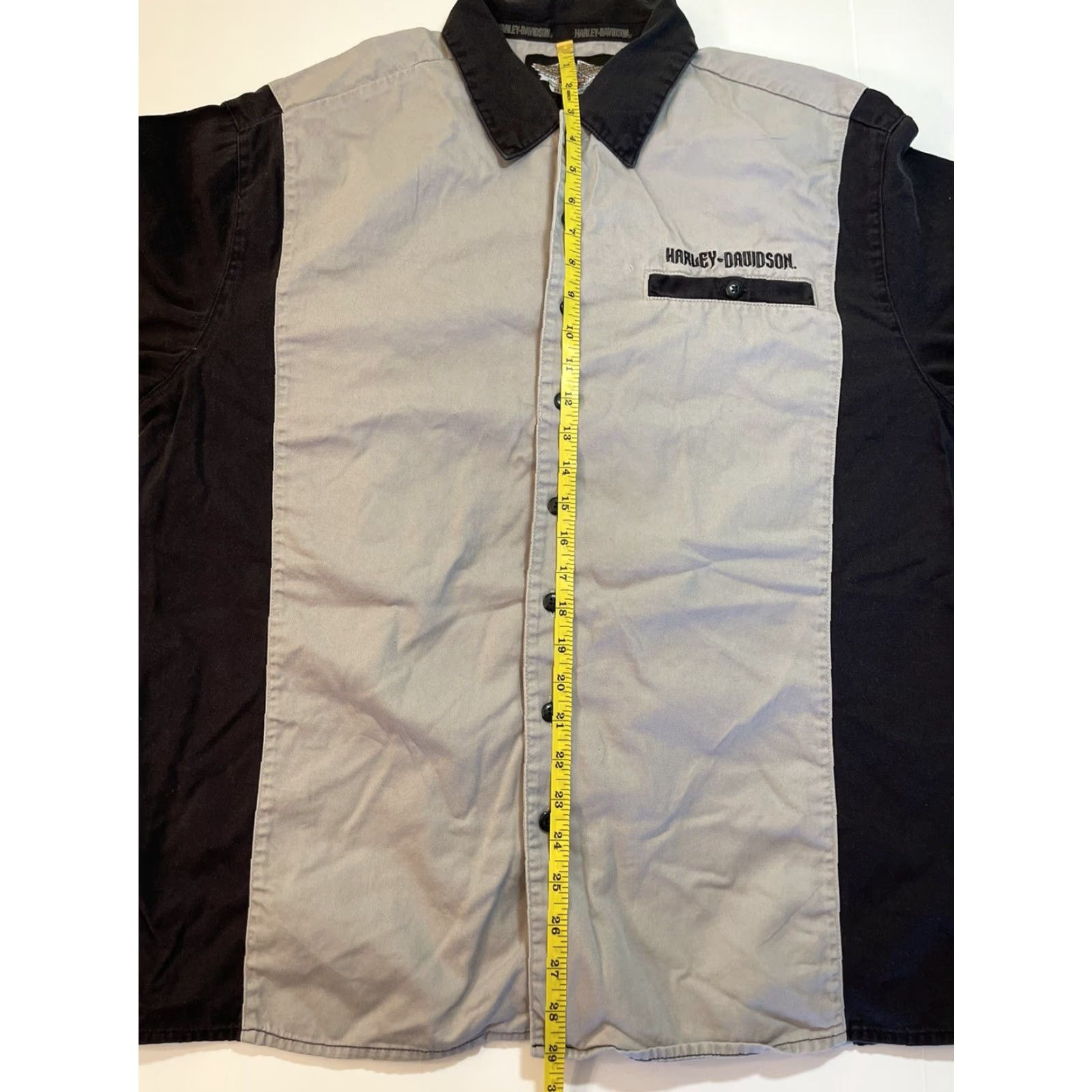 Harley Davidson Harley-Davidson Button-Up Work Shirt Men's Short Sleeve Gray XL Biker Logo Size US XL / EU 56 / 4 - 7 Thumbnail