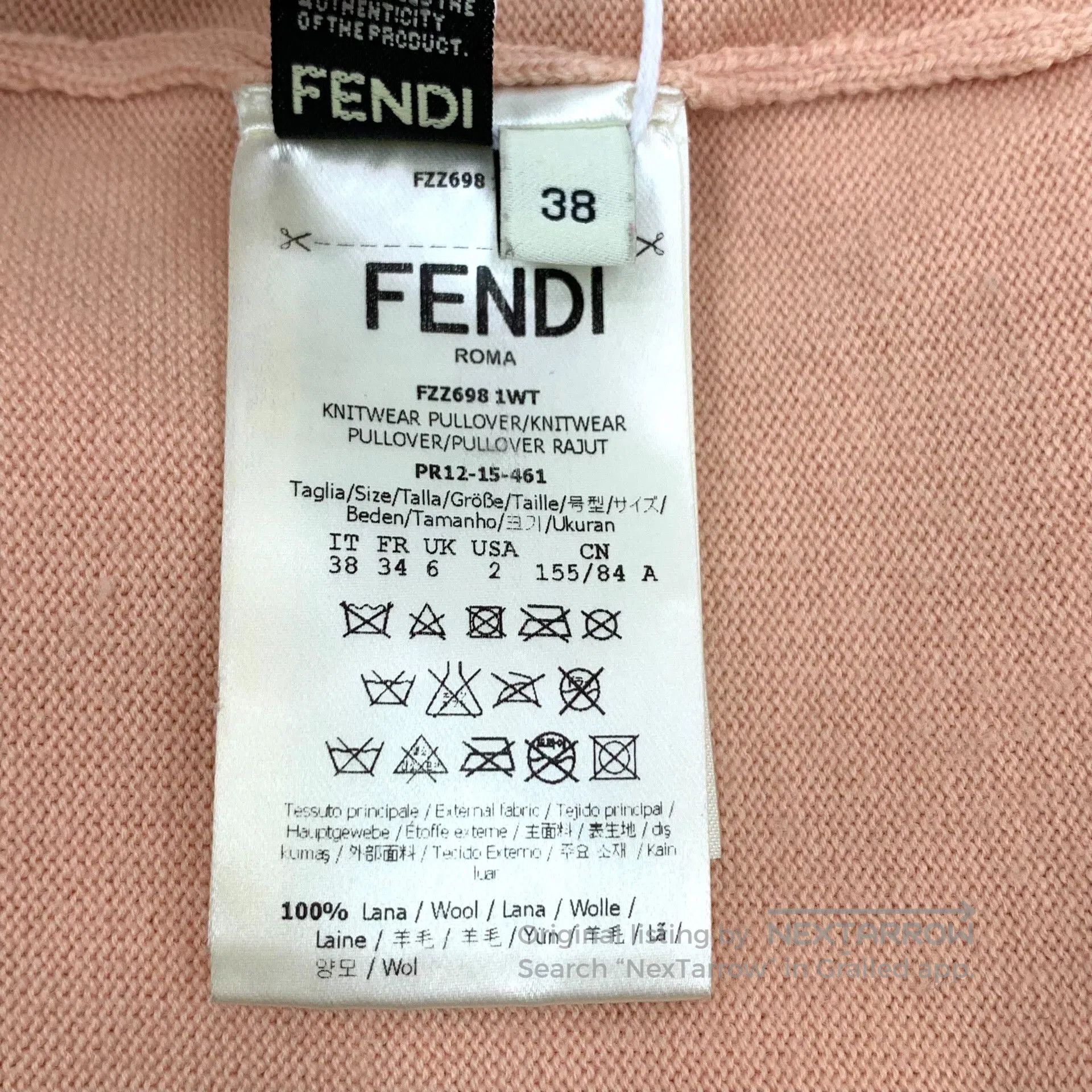 Fendi Fendi Nude Pink Feather Monster Eye Wool Sweater. Size S / US 4 / IT 40 - 6 Thumbnail